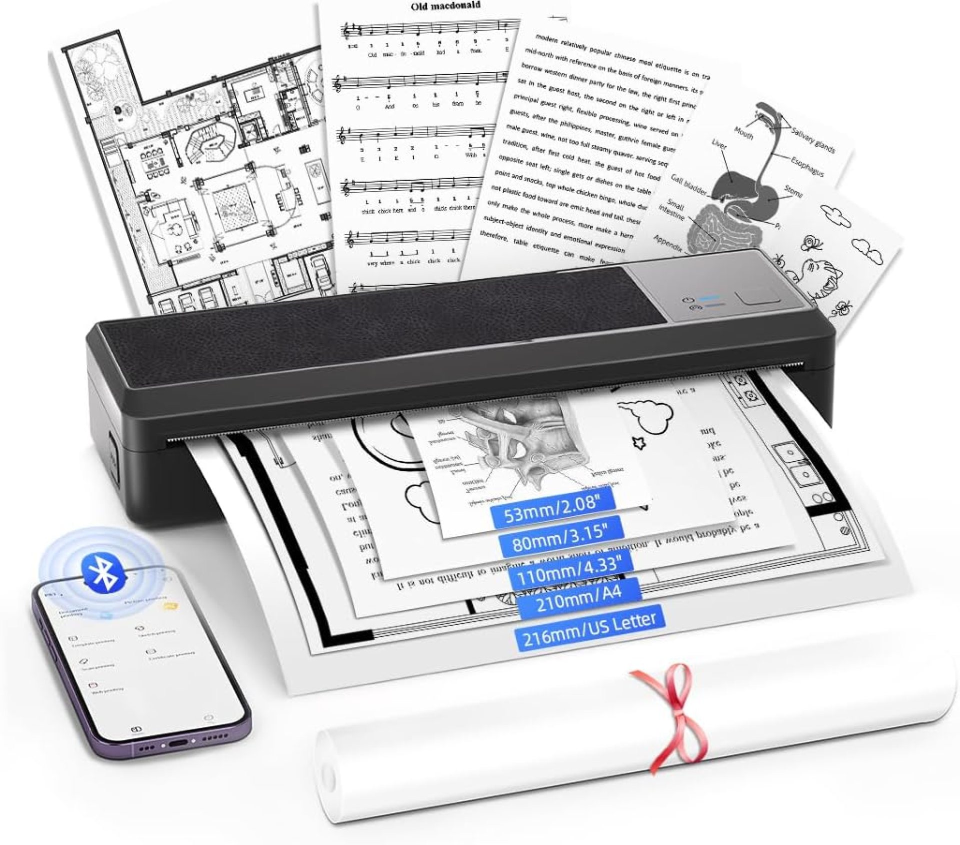 BORN4SHIP Thermal Printer A4 Compatible with Phone & Laptop, Portable Printer, P83 Bluetooth Inkless Printer for Home Use, Wireless Mobile Thermal Printer for Office Travel Photo Invoice Study BORN4SHIP Thermal Printer A4 Compatible with Phone & Laptop, Portable Printer, P83 Bluetooth Inkless Printer for Home Use, Wireless Mobile Thermal Printer for Office Travel Photo Invoice Study