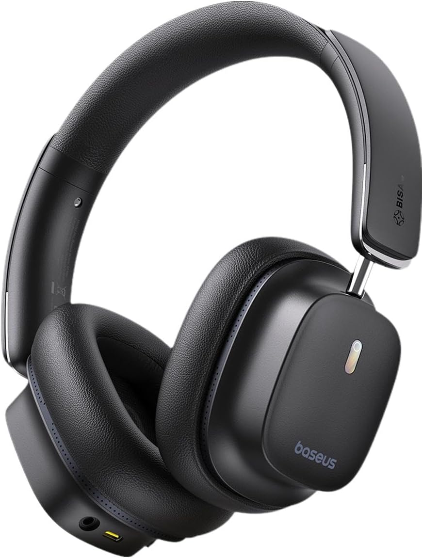Baseus Wireless Noise Cancelling Headphones with Spatial Audio, Bluetooth Headphones Over Ear with LDAC Hi-Res Sound, 65H Playtime, Deep Bass, Transparency Mode, Custom EQ via App, Foldable Design Baseus Wireless Noise Cancelling Headphones with Spatial Audio, Bluetooth Headphones Over Ear with LDAC Hi-Res Sound, 65H Playtime, Deep Bass, Transparency Mode, Custom EQ via App, Foldable Design