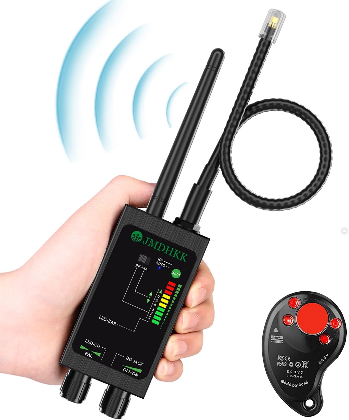 JMDHKK M8000 Hidden Camera Detector, Camera Finder,Bug Detector, Magnetic Tracker Detector, Portable Privacy Protection Device for Travel, Hotels, Vehicles, Offices, and Fitting Rooms (Black) JMDHKK M8000 Hidden Camera Detector, Camera Finder,Bug Detector, Magnetic Tracker Detector, Portable Privacy Protection Device for Travel, Hotels, Vehicles, Offices, and Fitting Rooms (Black)