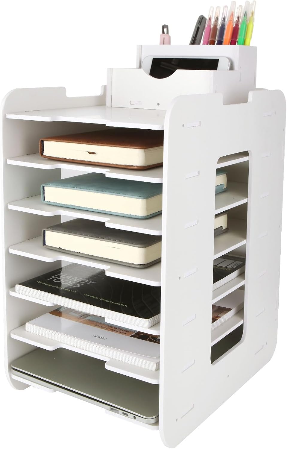 7 Tier Desktop File Holder, Office Desk Paper Tidy, Letter Tray Organiser for File Document Letter & A4 Paper, Desk Storage (White) 7 Tier Desktop File Holder, Office Desk Paper Tidy, Letter Tray Organiser for File Document Letter & A4 Paper, Desk Storage (White)