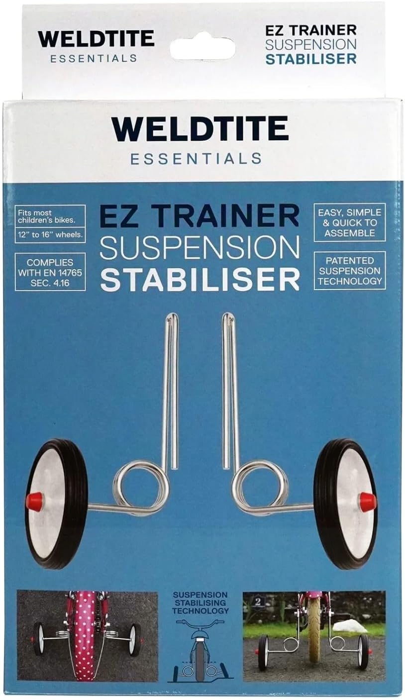 WELDTITE Essentials Adie Ez Trainer Suspension Stabilisers for Children’s Bikes, Compatible with 12″, 14″ & 16″ Wheels – White (1 Pair) WELDTITE Essentials Adie Ez Trainer Suspension Stabilisers for Children’s Bikes, Compatible with 12″, 14″ & 16″ Wheels – White (1 Pair)