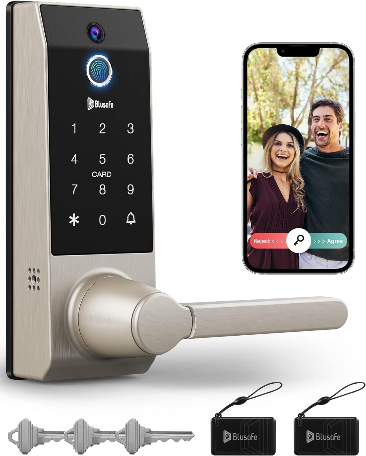 Smart Lock, 3-in-1 Camera+Doorbell+Fingerprint Keyless Entry Door Lock, WiFi Door Lock with Handle, App Control, Anti-Peeping, Auto Lock, IP65 Weatherproof, 3D Biometric Fingerprint (Brushed Nickel) Smart Lock, 3-in-1 Camera+Doorbell+Fingerprint Keyless Entry Door Lock, WiFi Door Lock with Handle, App Control, Anti-Peeping, Auto Lock, IP65 Weatherproof, 3D Biometric Fingerprint (Brushed Nickel)