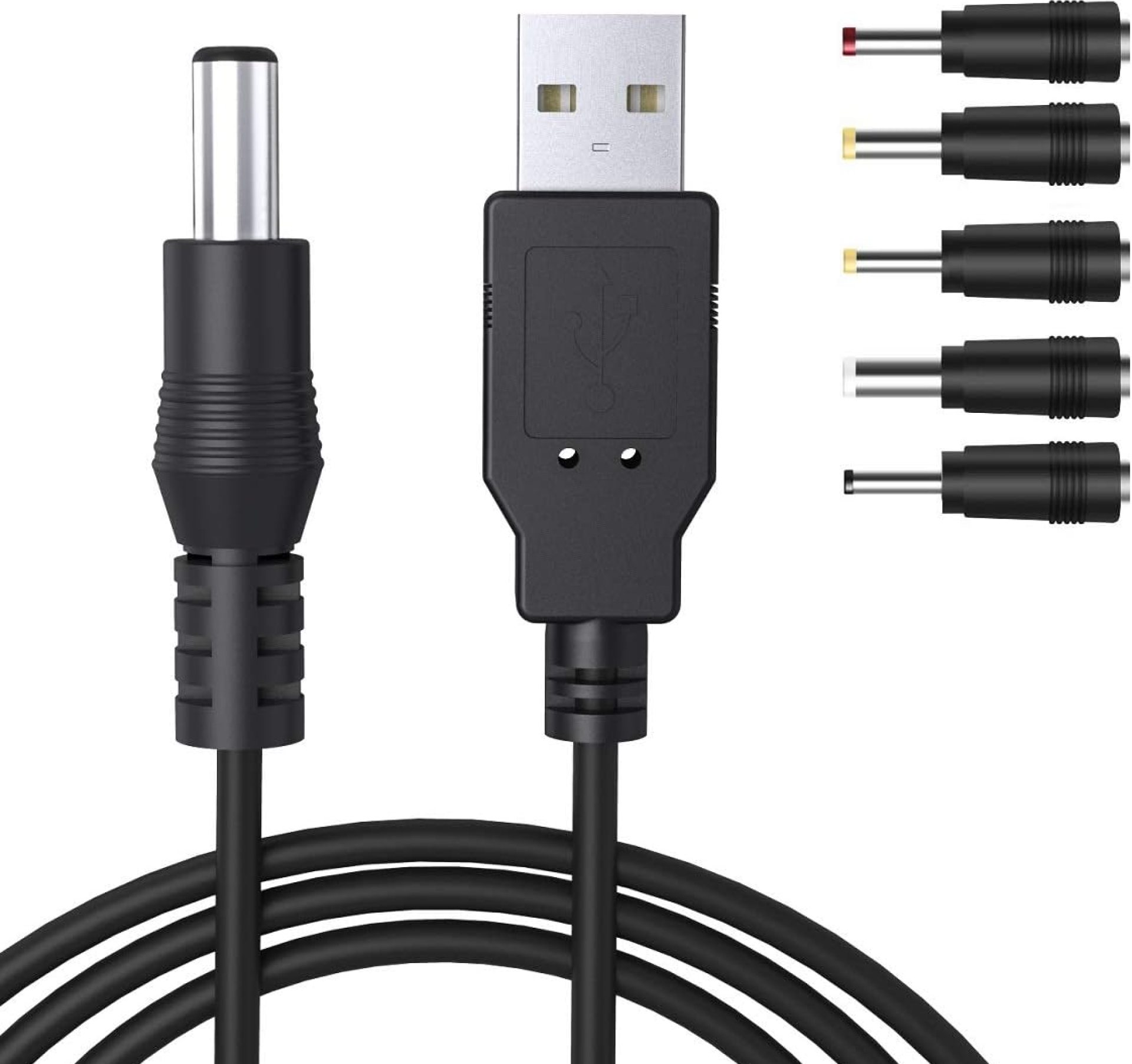 Ancable USB to DC Cable, 1M USB Power Cable Universal Charger Cable USB 2.0 A Male to DC 5.5 x 2.1mm Plug Power Cord Adapter with 2.5×0.7mm, 3.5×1.35mm, 4.0×1.7mm, 5.5×2.5mm, 3.0×1.0mm Connectors Ancable USB to DC Cable, 1M USB Power Cable Universal Charger Cable USB 2.0 A Male to DC 5.5 x 2.1mm Plug Power Cord Adapter with 2.5×0.7mm, 3.5×1.35mm, 4.0×1.7mm, 5.5×2.5mm, 3.0×1.0mm Connectors