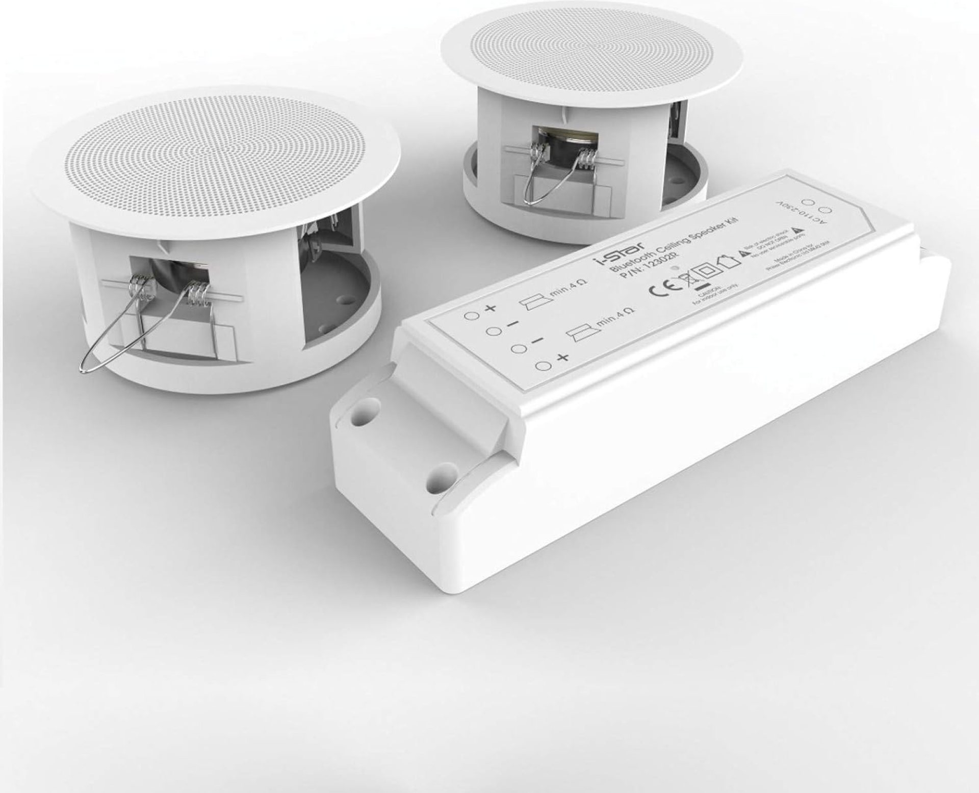 i-Star Ceiling Bluetooth Speakers Complete Kit – Easy To Install Ceiling Speakers Fit in Existing Downlight Cut-Out Easy To Pair Bluetooth White i-Star Ceiling Bluetooth Speakers Complete Kit – Easy To Install Ceiling Speakers Fit in Existing Downlight Cut-Out Easy To Pair Bluetooth White