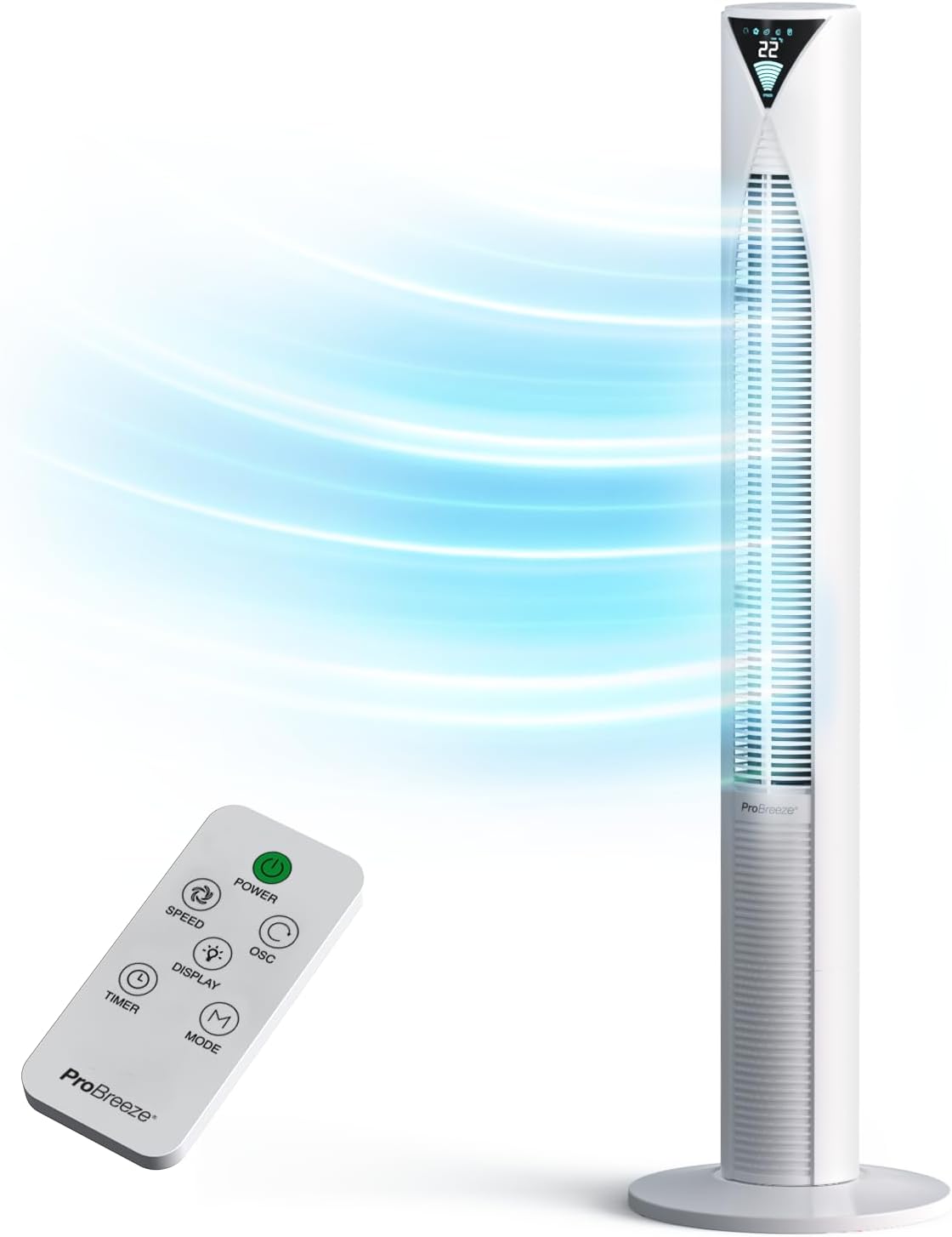 Pro Breeze 46″ Ultra-Powerful Bladeless Tower Fan with 45W Motor, Oscillating Portable Fan, 3 Cooling Fan Speeds, 4 Operational Modes, and 12 Hour Timer for Home & Office – White Pro Breeze 46″ Ultra-Powerful Bladeless Tower Fan with 45W Motor, Oscillating Portable Fan, 3 Cooling Fan Speeds, 4 Operational Modes, and 12 Hour Timer for Home & Office – White