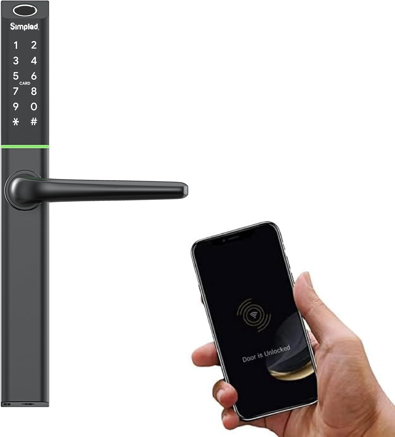 Simpled TF Weatherproof SlimSeries Smart Lock Touch, 7-in-1, Fingerprint Keyless Security Entry Door Lock, Bluetooth Electronic Deadbolt, Smartphone Access – Designed for The UK Weather, Matt Black Simpled TF Weatherproof SlimSeries Smart Lock Touch, 7-in-1, Fingerprint Keyless Security Entry Door Lock, Bluetooth Electronic Deadbolt, Smartphone Access – Designed for The UK Weather, Matt Black