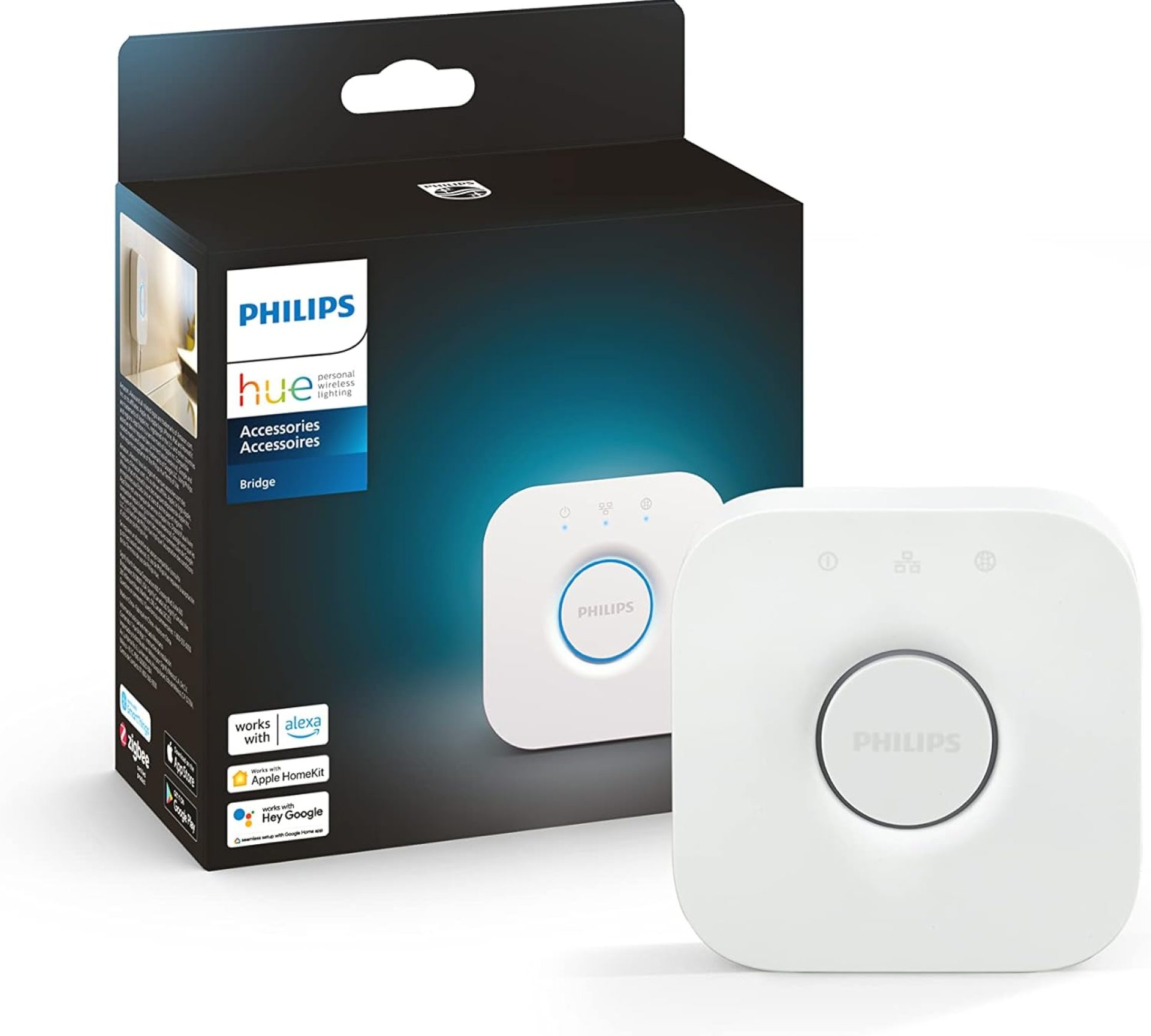 Philips Hue Bridge Smart Lighting Hub (Compatible with Amazon Alexa, Apple HomeKit and Google Assistant) – White Philips Hue Bridge Smart Lighting Hub (Compatible with Amazon Alexa, Apple HomeKit and Google Assistant) – White