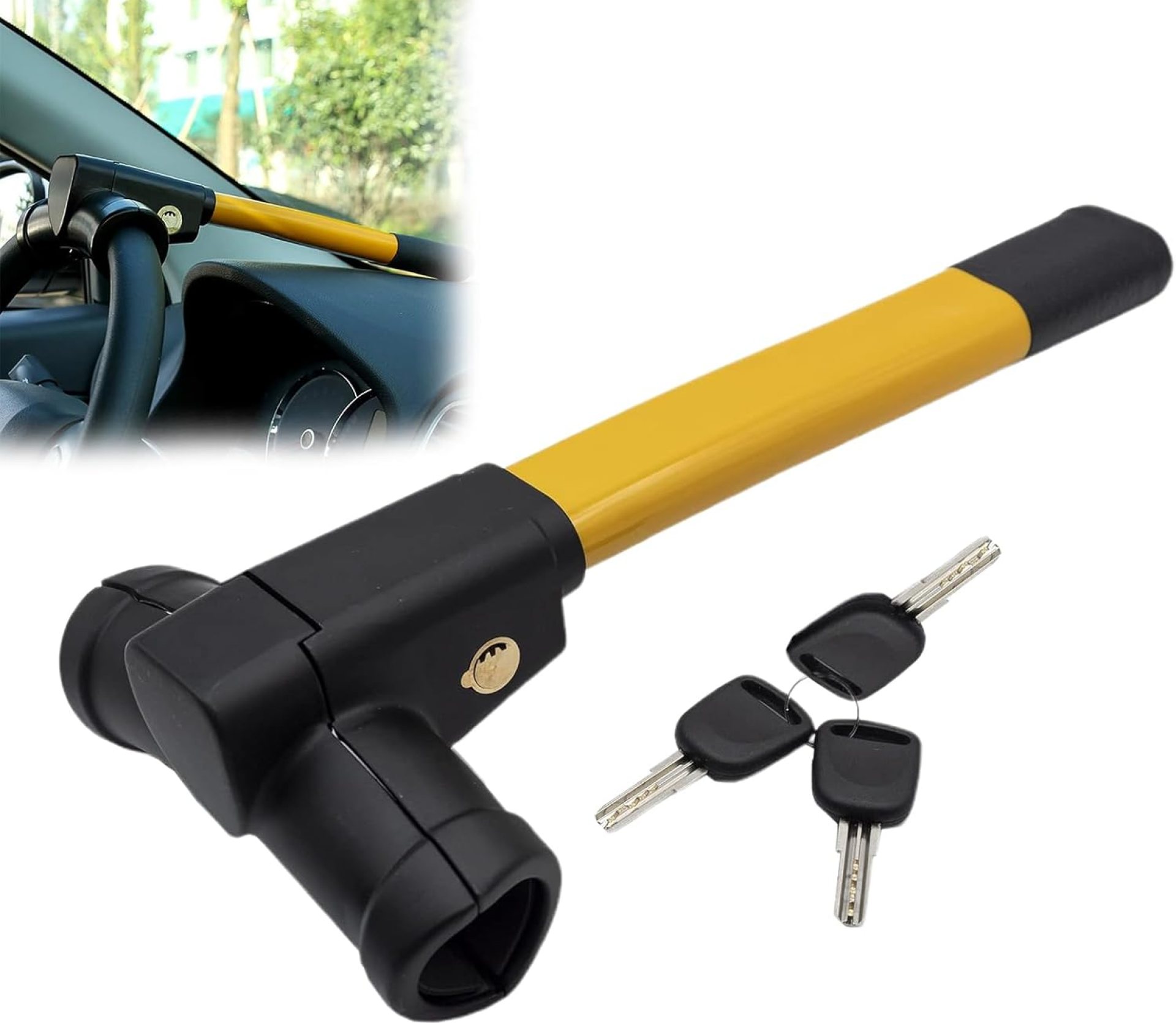 AHDXKUE T-Bar Steering Wheel Lock, Car Steering Wheel Locks Universal Car Anti Theft Lock, Heavy Duty Car Security Devices, Car Locks Steering Wheel for Auto/SUV/Vans with Includes 3 Keys AHDXKUE T-Bar Steering Wheel Lock, Car Steering Wheel Locks Universal Car Anti Theft Lock, Heavy Duty Car Security Devices, Car Locks Steering Wheel for Auto/SUV/Vans with Includes 3 Keys