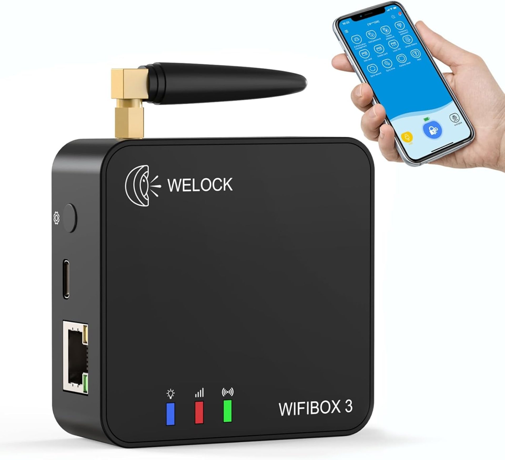 WELOCK WiFiBox 3 Smart Gateway, Bluetooth & App Control, Alexa Compatible, Multi-Mode Wireless Bridge for WELOCK Smart Locks, Secure Access Management WELOCK WiFiBox 3 Smart Gateway, Bluetooth & App Control, Alexa Compatible, Multi-Mode Wireless Bridge for WELOCK Smart Locks, Secure Access Management