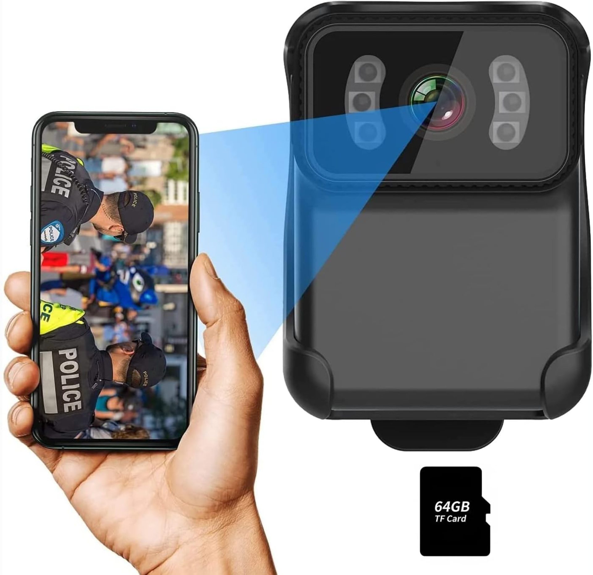 SRIKEKL Mini WIFI Body Camera Video Recorder, Wearable Police Body Cam with Night Vision,Body Worn Camera with Audio and Video Recording,Law Enforcement, Security Guard, 64G Card Included SRIKEKL Mini WIFI Body Camera Video Recorder, Wearable Police Body Cam with Night Vision,Body Worn Camera with Audio and Video Recording,Law Enforcement, Security Guard, 64G Card Included