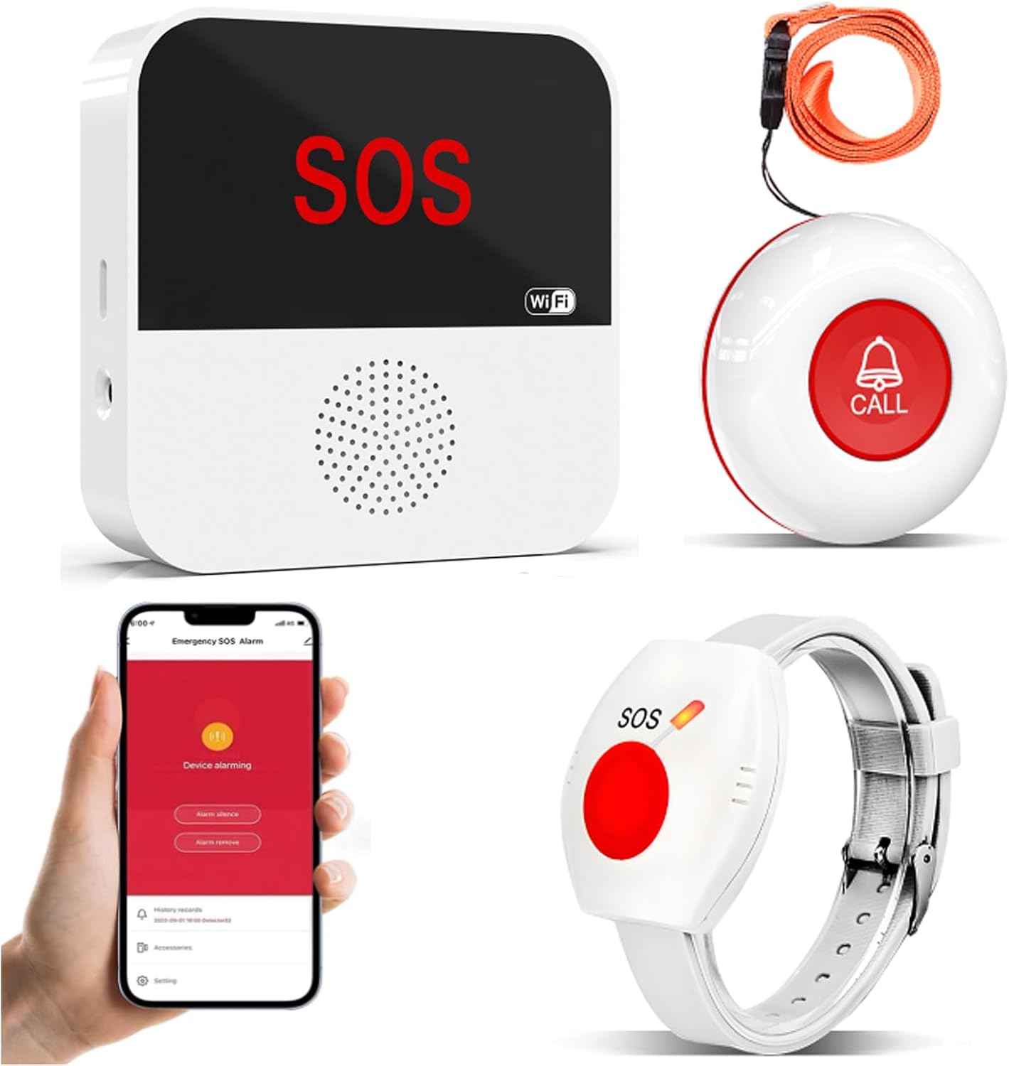 ChunHee WiFi Rechargeable Smart Personal Alarms For Elderly Wireless Caregiver Pager Panic Button Linked To Phone Nurse Calling Alert System for Elderly Patient Seniors Disabled Kids ChunHee WiFi Rechargeable Smart Personal Alarms For Elderly Wireless Caregiver Pager Panic Button Linked To Phone Nurse Calling Alert System for Elderly Patient Seniors Disabled Kids