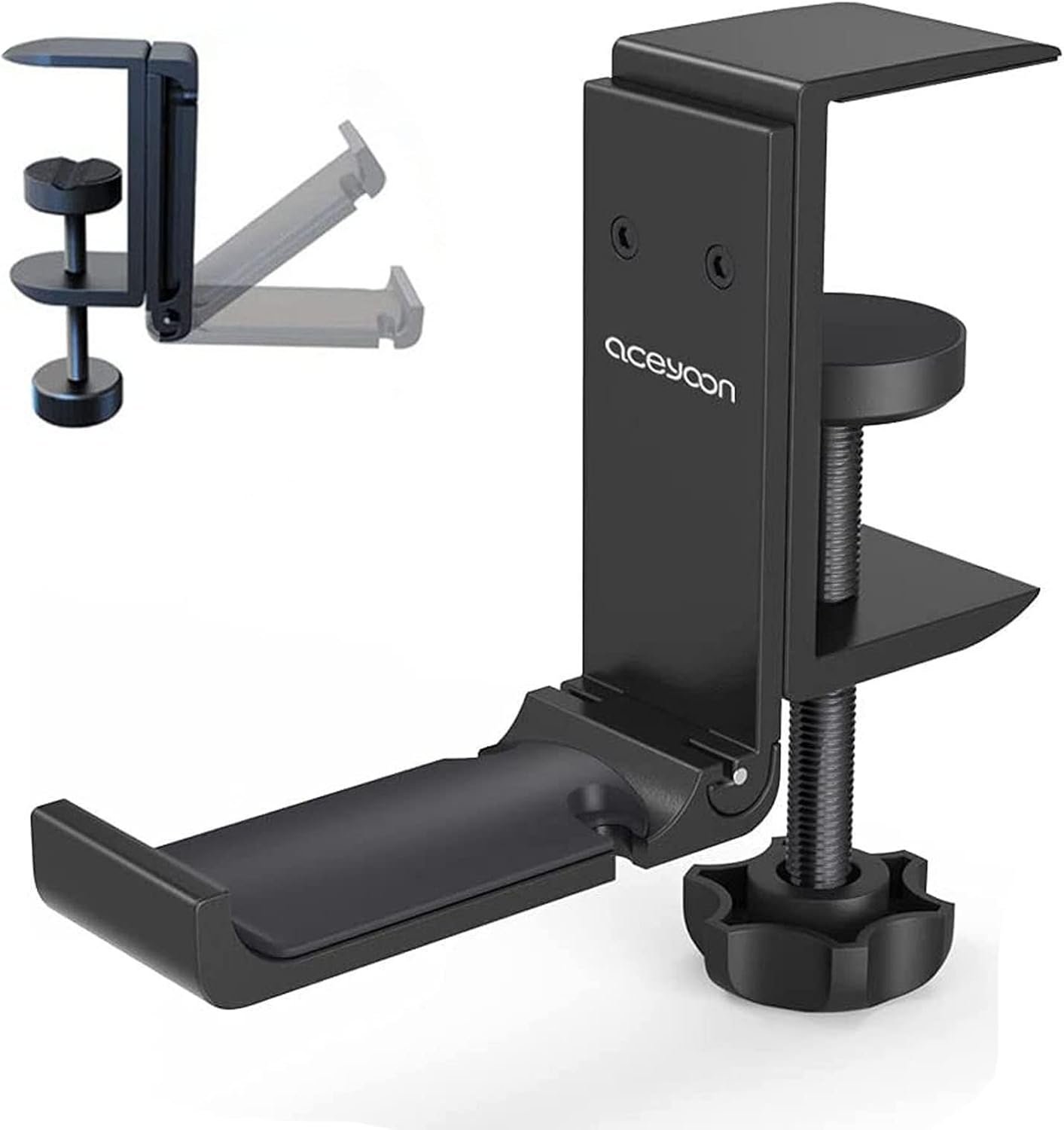 aceyoon Multi-function Headphone Stand, Foldable VR Headset stand Aluminum & Silicone Headset Holder Adjustable Headphone Hanger Hook Under Desk Mount compatible for xbox headset gaming headset etc aceyoon Multi-function Headphone Stand, Foldable VR Headset stand Aluminum & Silicone Headset Holder Adjustable Headphone Hanger Hook Under Desk Mount compatible for xbox headset gaming headset etc
