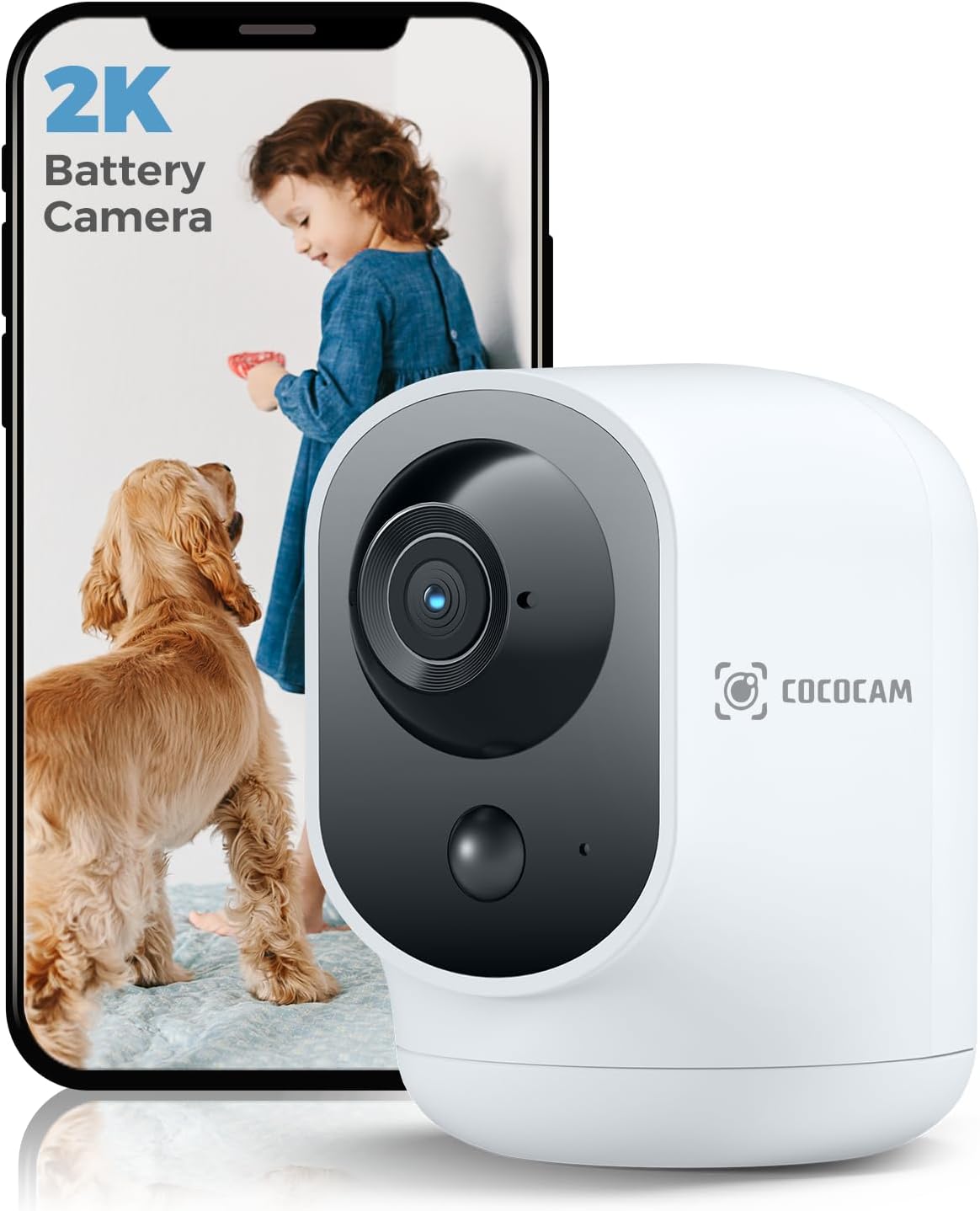 COCOCAM 2K Indoor Pan Tilt Security Camera WiFi with 5200mAh Battery, Wireless for Baby Monitor Pet Home Security, AI Recognition, PIR Human Detection, Works with Alexa, 2.4G WIFI (1) COCOCAM 2K Indoor Pan Tilt Security Camera WiFi with 5200mAh Battery, Wireless for Baby Monitor Pet Home Security, AI Recognition, PIR Human Detection, Works with Alexa, 2.4G WIFI (1)
