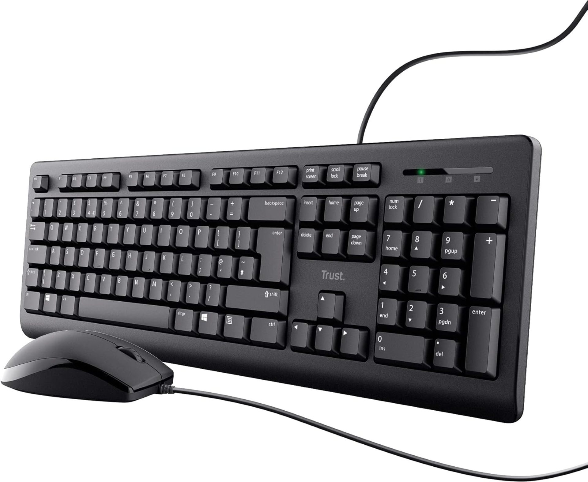 Trust Taro Wired Keyboard and Mouse Set – Qwerty UK Layout, Full-Size Keyboard, Spill-Resistant, 1.8 m Cable, USB Plug and Play, Quiet Combo for PC and Laptop – Black Trust Taro Wired Keyboard and Mouse Set – Qwerty UK Layout, Full-Size Keyboard, Spill-Resistant, 1.8 m Cable, USB Plug and Play, Quiet Combo for PC and Laptop – Black