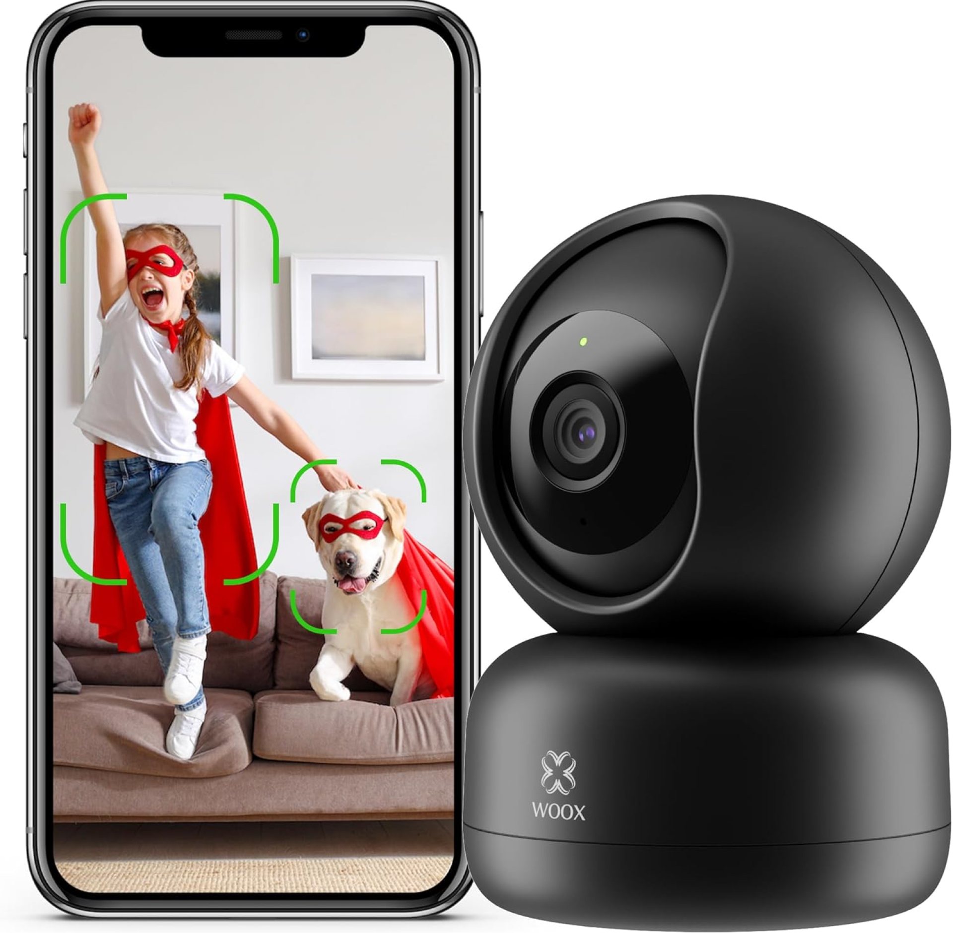 WOOX 2K Pet Dog Camera with Phone App – 360° Indoor Camera for Home Security, Wifi Camera Wireless for Doggy Cat Baby Monitor, AI Motion Tracking, Smart Siren, IR Night Vision, Work with Alexa WOOX 2K Pet Dog Camera with Phone App – 360° Indoor Camera for Home Security, Wifi Camera Wireless for Doggy Cat Baby Monitor, AI Motion Tracking, Smart Siren, IR Night Vision, Work with Alexa