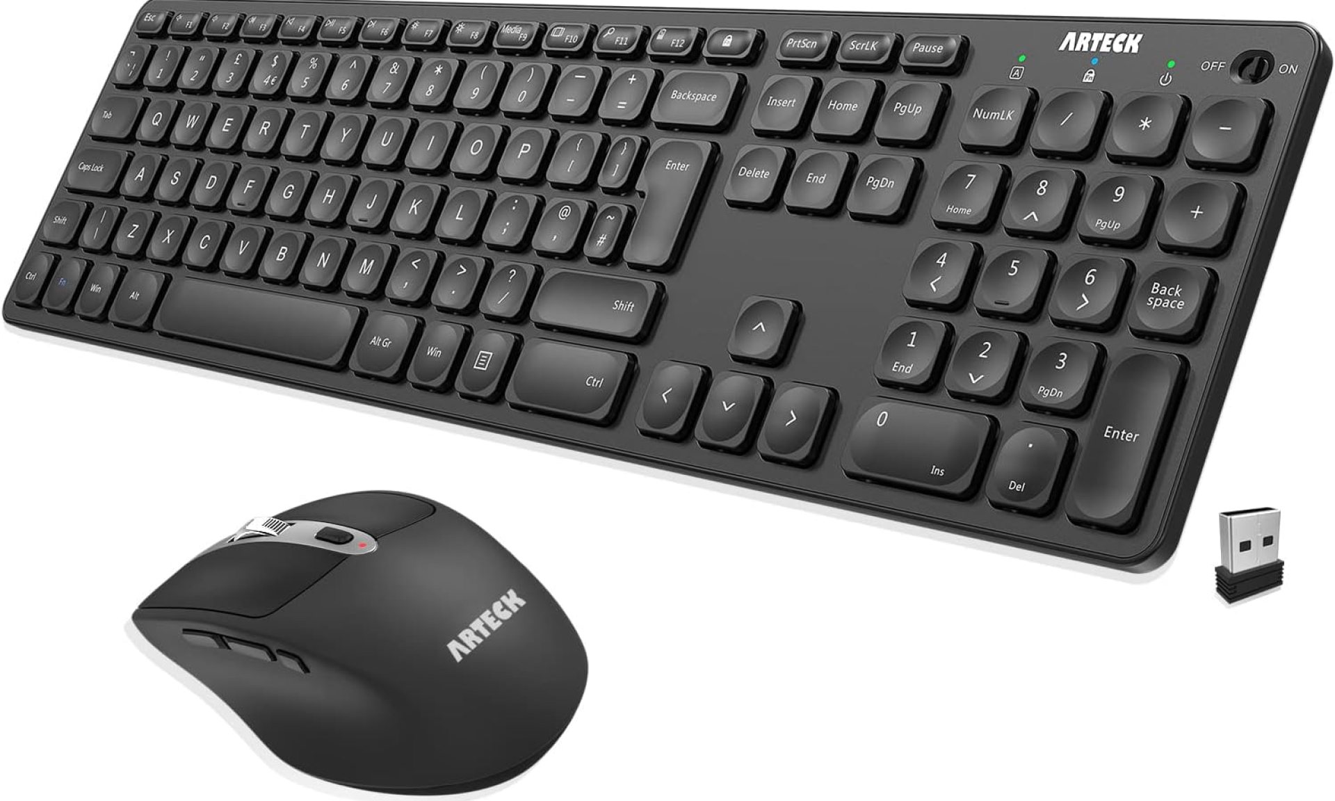 Arteck 2.4G Wireless Keyboard and Mouse Combo Ultra Slim Full Size Keyboard Keyboard and Ergonomic Mice for Computer Desktop PC Laptop and Windows 11/10/8/7 Build in USB-C Rechargeable Battery Arteck 2.4G Wireless Keyboard and Mouse Combo Ultra Slim Full Size Keyboard Keyboard and Ergonomic Mice for Computer Desktop PC Laptop and Windows 11/10/8/7 Build in USB-C Rechargeable Battery