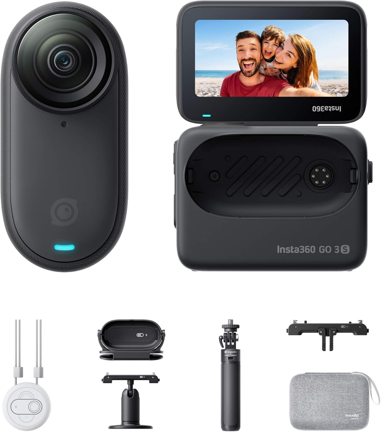 Insta360 GO 3S Family Bundle – 4K Tiny Portable Vlogging Camera, Hands-Free POVs, Mount Anywhere, Stabilization, 140 Min Battery Life, 10m Waterproof, AI Editing, Black, For Vlog Insta360 GO 3S Family Bundle – 4K Tiny Portable Vlogging Camera, Hands-Free POVs, Mount Anywhere, Stabilization, 140 Min Battery Life, 10m Waterproof, AI Editing, Black, For Vlog