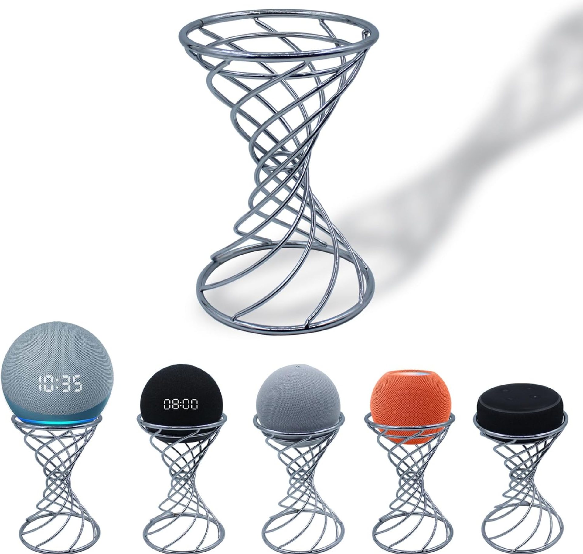 Dutiplus Smart Speaker Table Stand Decorative Holder for Echo Dot 5nd/4rd/3th/2th Gen, Echo 4nd/3rd/2th Gen, Echo Glow, Apple Homepod Mini and Google Home Mini/Nest Mini(Chrome) Dutiplus Smart Speaker Table Stand Decorative Holder for Echo Dot 5nd/4rd/3th/2th Gen, Echo 4nd/3rd/2th Gen, Echo Glow, Apple Homepod Mini and Google Home Mini/Nest Mini(Chrome)