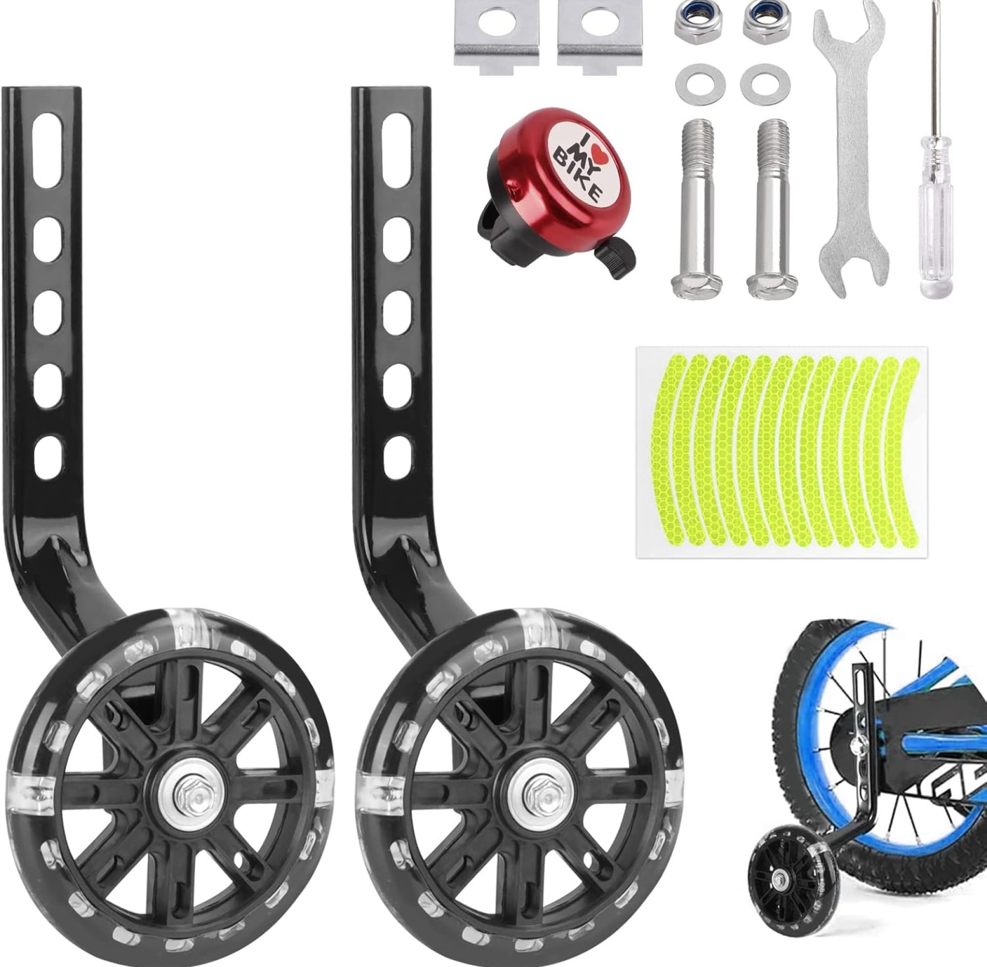yingd Stabilisers for Childs Bike, 1 Pair Kids Bike Stabilisers, Universal Bicycle Training Wheels, Mute Flash Support Wheels, Adjustable Bike Stabilizers for Kids Bike, for 12 14 16 18 20 Inch Bikes yingd Stabilisers for Childs Bike, 1 Pair Kids Bike Stabilisers, Universal Bicycle Training Wheels, Mute Flash Support Wheels, Adjustable Bike Stabilizers for Kids Bike, for 12 14 16 18 20 Inch Bikes