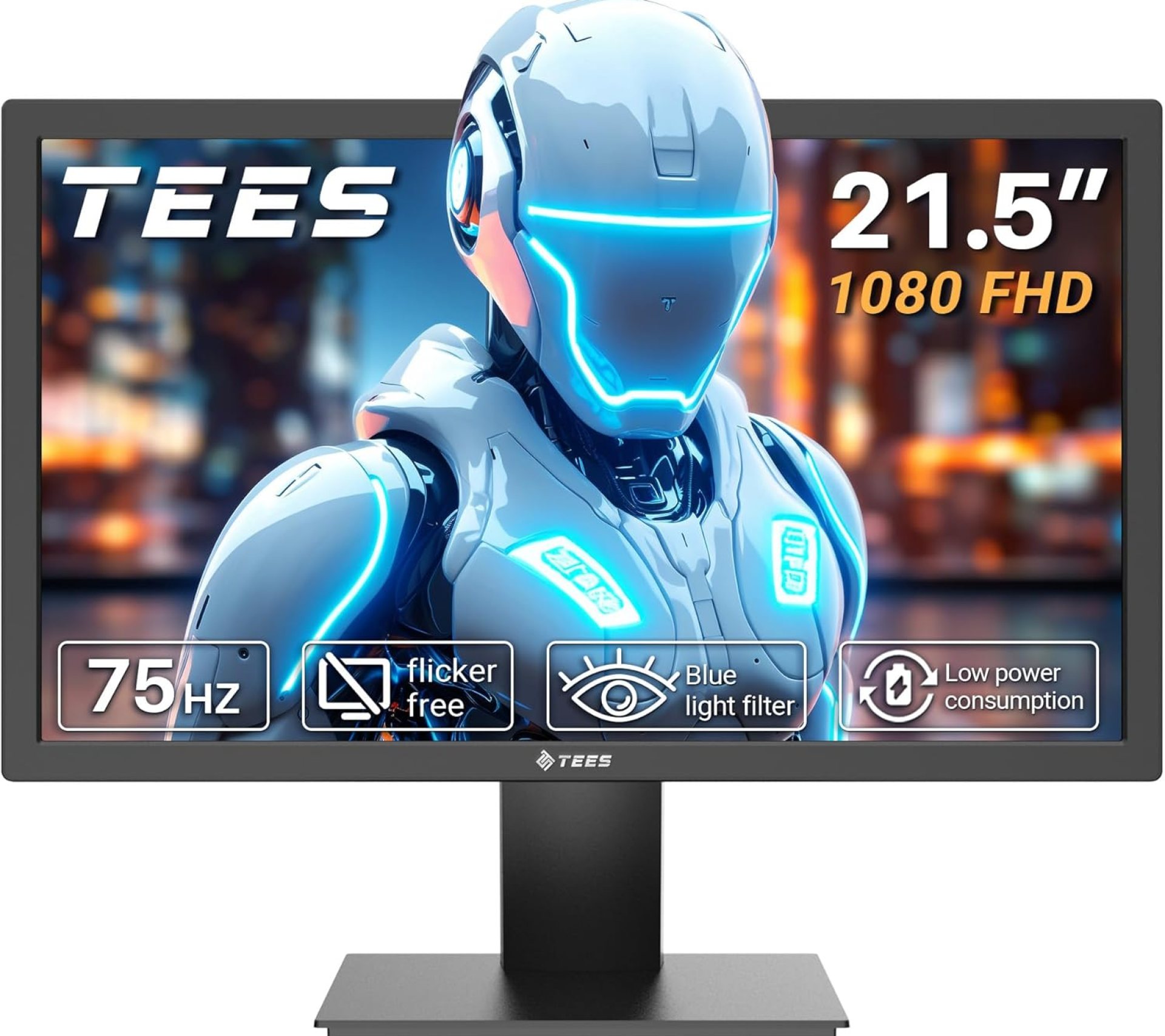 Tees 21.5 inch FHD Monitor, 75Hz 5ms NTSC 72% Desktop Display, Business ComputerMonitor HDMI VGA Free Flicker Blue Light Filter, Screen for PC Home Office Black Tees 21.5 inch FHD Monitor, 75Hz 5ms NTSC 72% Desktop Display, Business ComputerMonitor HDMI VGA Free Flicker Blue Light Filter, Screen for PC Home Office Black