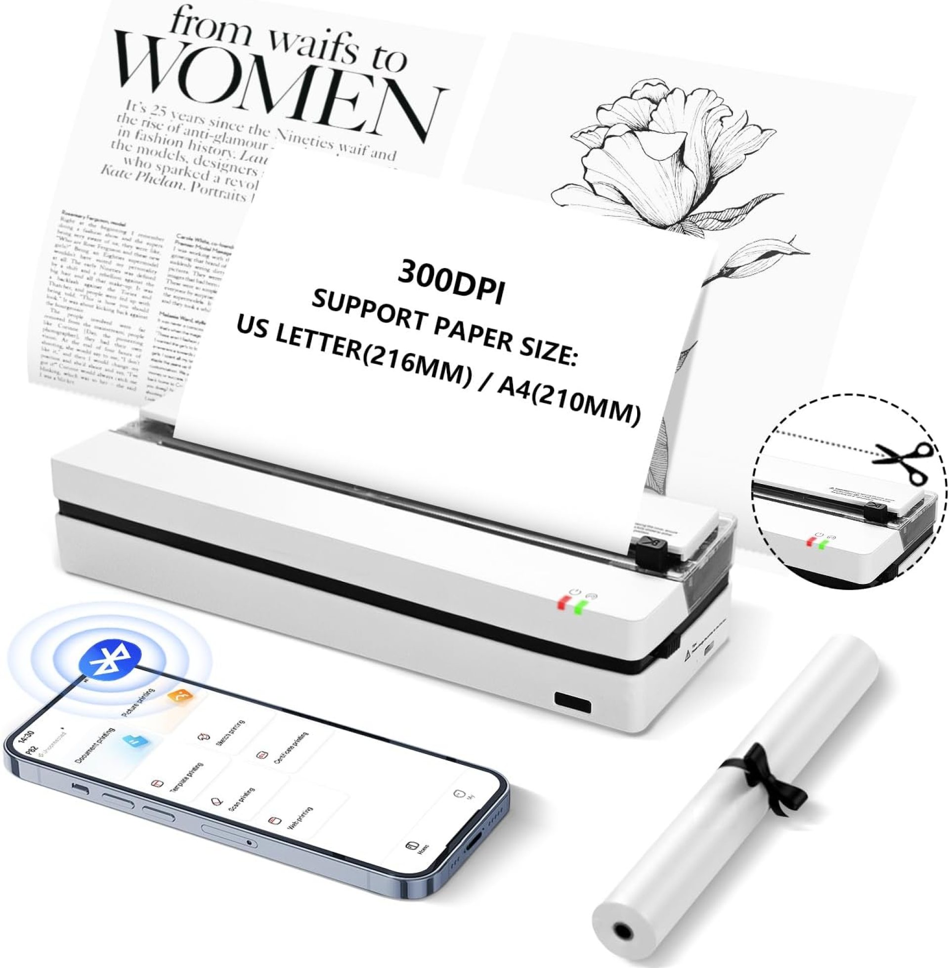 SMOCTAR Thermal Printer A4 with Paper Cutter, Inkless Portable Printer, Wireless Bluetooth Printer for Home, Receipt, Photo, Compatible with Android & iOS, Laptops & Smartphone SMOCTAR Thermal Printer A4 with Paper Cutter, Inkless Portable Printer, Wireless Bluetooth Printer for Home, Receipt, Photo, Compatible with Android & iOS, Laptops & Smartphone