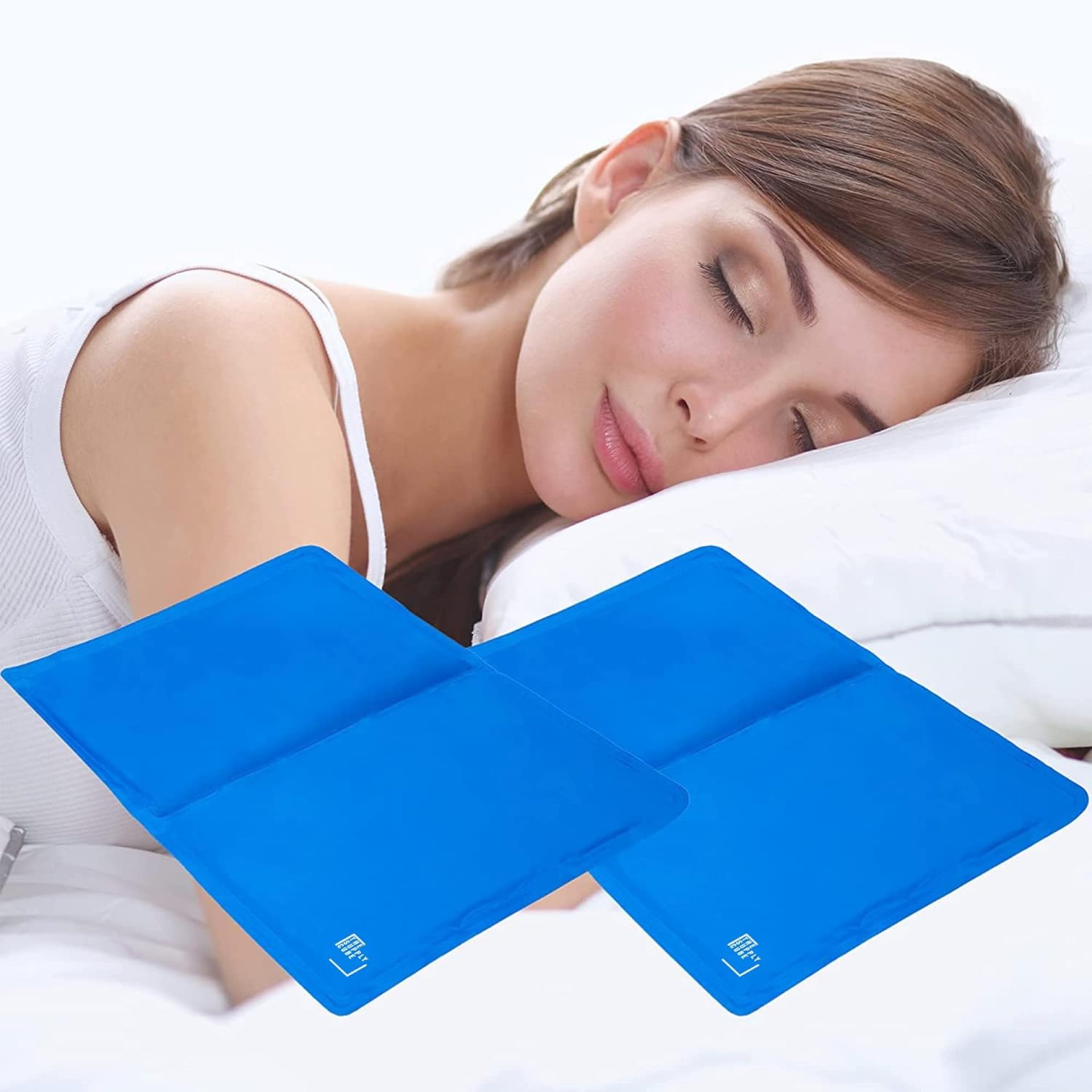 Supply Cube 2 Pack Gel Cooling Mat | Cooling Gel Pillow for Absorbs and Dissipates Heat | Cooling Pillow Cushion Pads for Night Sweats & Cooling Pillow Increase Sleep Quality Blue Supply Cube 2 Pack Gel Cooling Mat | Cooling Gel Pillow for Absorbs and Dissipates Heat | Cooling Pillow Cushion Pads for Night Sweats & Cooling Pillow Increase Sleep Quality Blue
