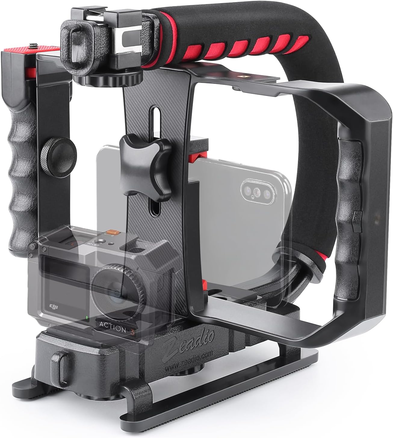 Zeadio Smartphone Camera Stabilizer, Portable Handle Grip Handheld Video Rig, Fits for All Camcorder, Camera, DSLR and All iPhone and Android Smartphones Zeadio Smartphone Camera Stabilizer, Portable Handle Grip Handheld Video Rig, Fits for All Camcorder, Camera, DSLR and All iPhone and Android Smartphones