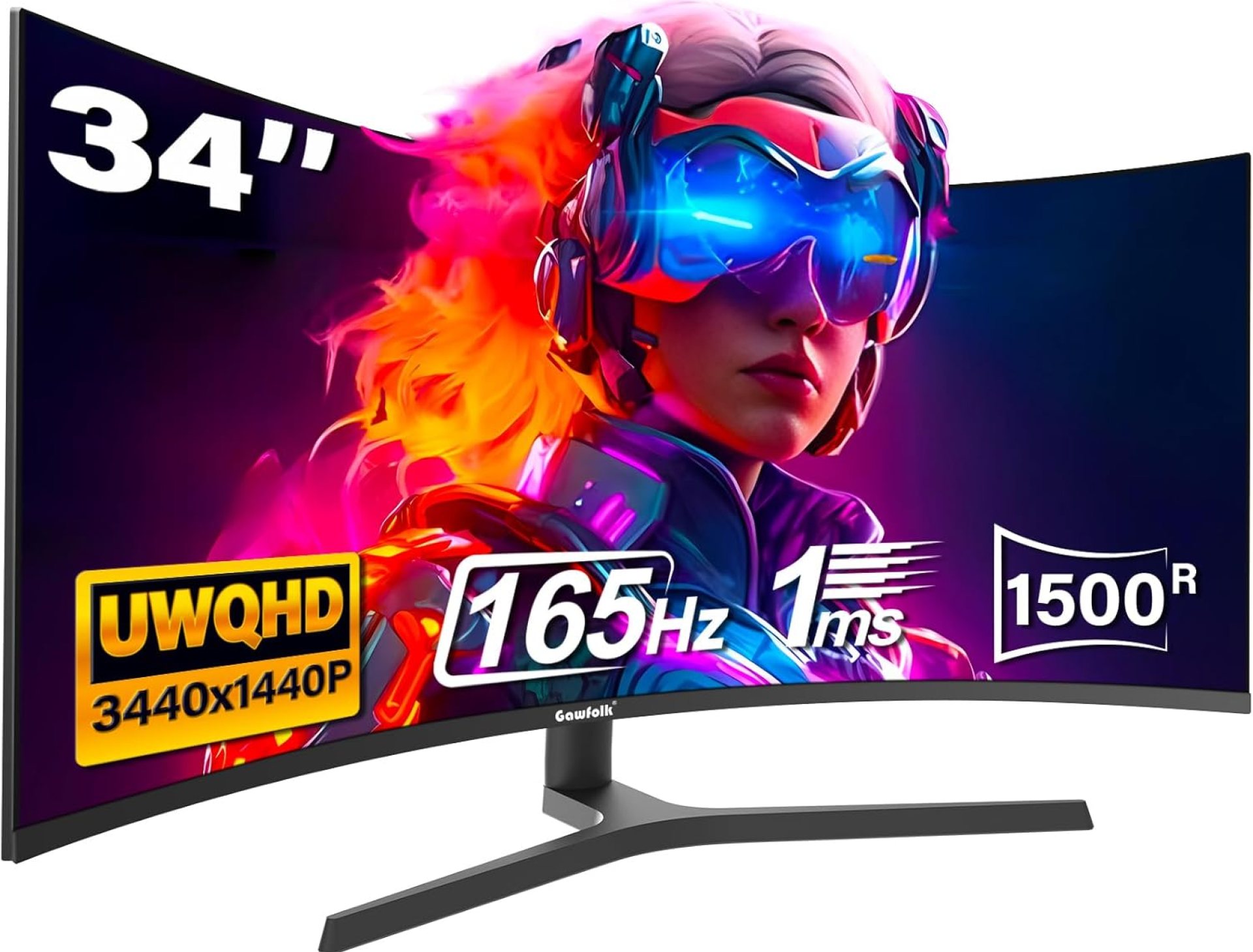 34 Inch Curved Gaming Monitor, Ultrawide 1500R PC Screen, 165Hz / 144Hz Computer Monitor Height Adjustable with FreeSync, Support HDMI, DP, Wallmount 75x75mm(Doesn’t built-in speakers) 34 Inch Curved Gaming Monitor, Ultrawide 1500R PC Screen, 165Hz / 144Hz Computer Monitor Height Adjustable with FreeSync, Support HDMI, DP, Wallmount 75x75mm(Doesn’t built-in speakers)