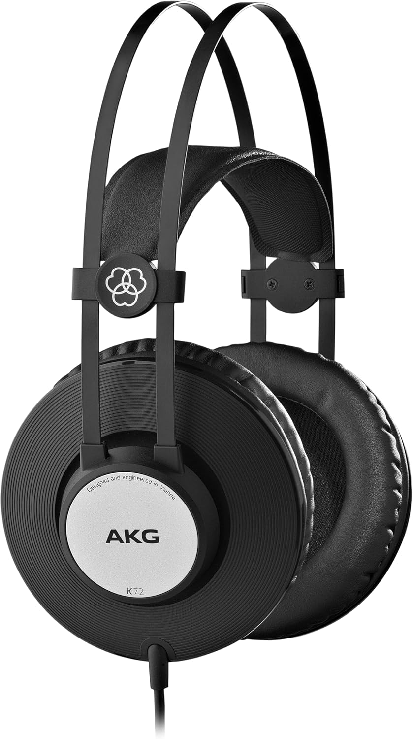 AKG K72 High Performance Closed-Back Over Ear Monitoring Headphones – Professional Drivers, Lightweight Design, 2.5m Cable, Self-Adjusting Headband- For Recording, Monitoring, Mixing and more – Black AKG K72 High Performance Closed-Back Over Ear Monitoring Headphones – Professional Drivers, Lightweight Design, 2.5m Cable, Self-Adjusting Headband- For Recording, Monitoring, Mixing and more – Black
