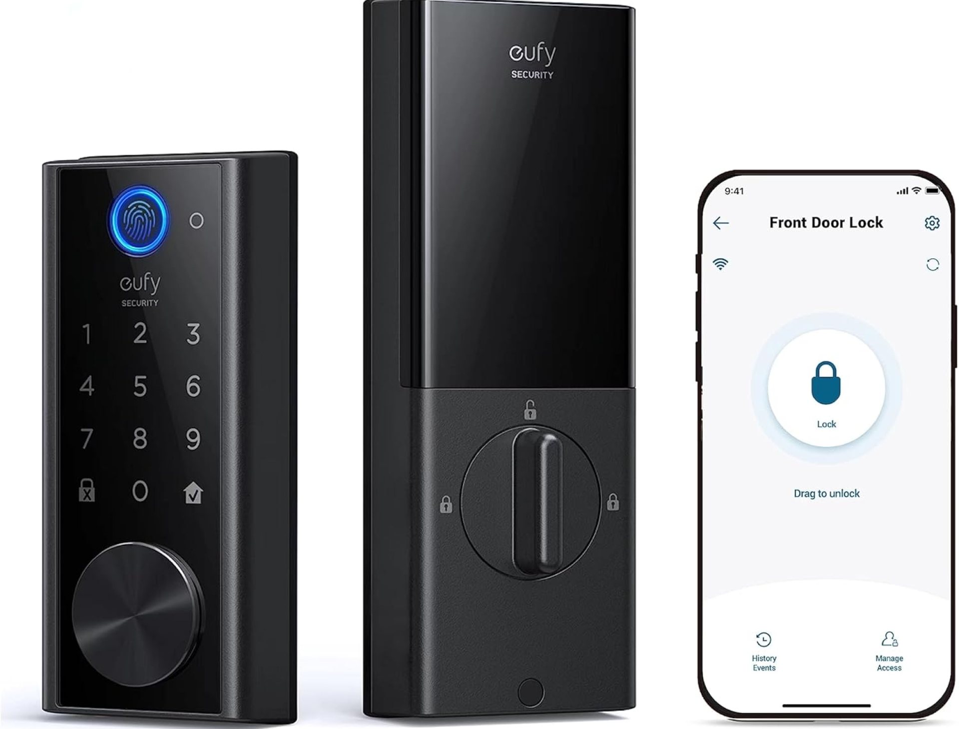 eufy security Smart Lock Touch, Remotely Control with Wi-Fi Bridge, Fingerprint Keyless Entry Door Lock, Bluetooth Electronic Deadbolt, Touchscreen Keypad, BHMA Certified, IP65 , Black, (T8510) eufy security Smart Lock Touch, Remotely Control with Wi-Fi Bridge, Fingerprint Keyless Entry Door Lock, Bluetooth Electronic Deadbolt, Touchscreen Keypad, BHMA Certified, IP65 , Black, (T8510)