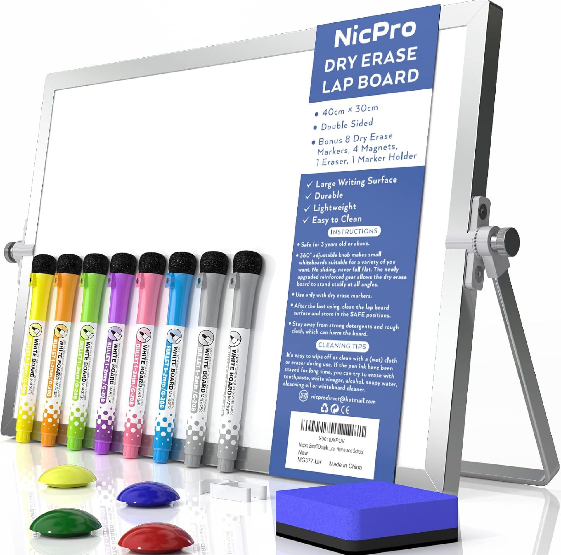 Nicpro Dry Erase Mini Whiteboard A3, 40 x 30 cm Double Sided Small Magnetic Desktop White Board with Stand, 8 Pens, 1 Eraser,4 Magnet, Portable Board Easel for Kids Students School Supplies Office Nicpro Dry Erase Mini Whiteboard A3, 40 x 30 cm Double Sided Small Magnetic Desktop White Board with Stand, 8 Pens, 1 Eraser,4 Magnet, Portable Board Easel for Kids Students School Supplies Office