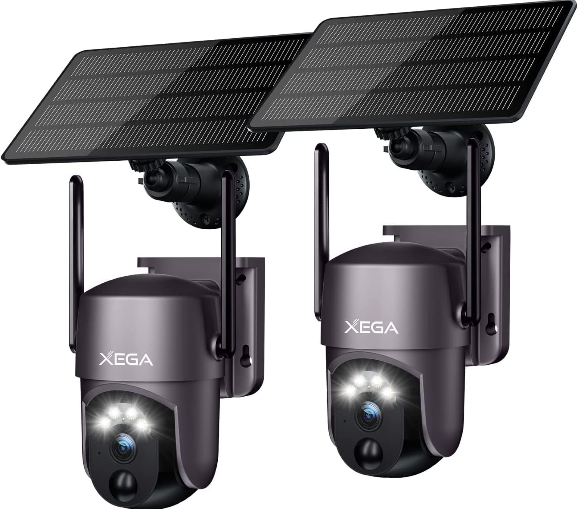 Xega 2Pack Smart Solar Security Camera Outdoor Wi-Fi, 2K Super HD PTZ CCTV Camera Wireless Surveillance Camera Home Security Color Night Vision PIR Human Detection Two-way Audio Xega 2Pack Smart Solar Security Camera Outdoor Wi-Fi, 2K Super HD PTZ CCTV Camera Wireless Surveillance Camera Home Security Color Night Vision PIR Human Detection Two-way Audio