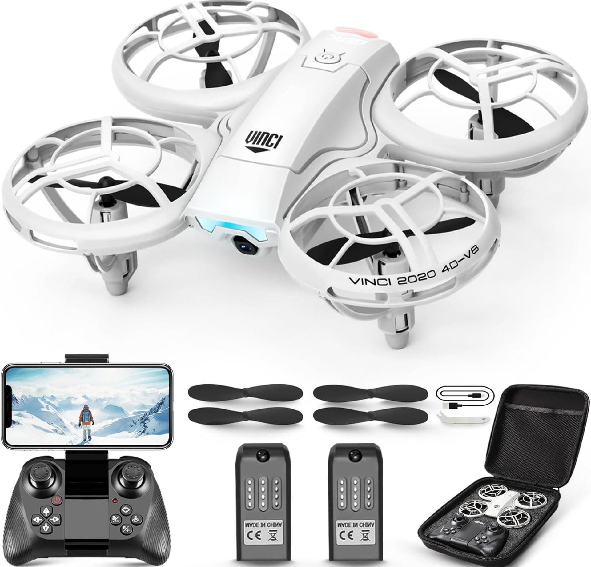 4DRC V8 Mini Drone with 1080P Camera for Adults, RC Quadcopter with 2 Batteries Longer Flight Time, Altitude Hold, Headless Mode, Palm Takeoff, QuickShots, Built-In Propeller Guard,Grey 4DRC V8 Mini Drone with 1080P Camera for Adults, RC Quadcopter with 2 Batteries Longer Flight Time, Altitude Hold, Headless Mode, Palm Takeoff, QuickShots, Built-In Propeller Guard,Grey