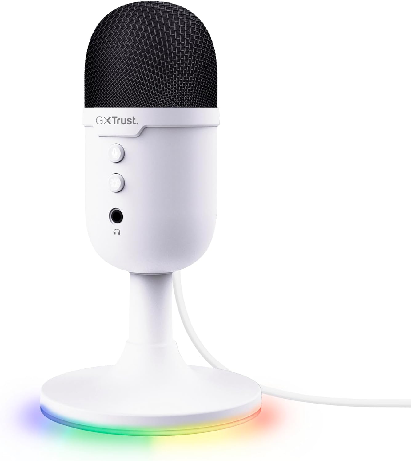Trust Gaming GXT 236W Yami USB Condenser Streaming Microphone for Podcast, Twitch, Discord, ASMR, Youtube, Playstation 5, Gaming Mic with Cardioid Recording Pattern, Mute Button, RGB Light – White Trust Gaming GXT 236W Yami USB Condenser Streaming Microphone for Podcast, Twitch, Discord, ASMR, Youtube, Playstation 5, Gaming Mic with Cardioid Recording Pattern, Mute Button, RGB Light – White