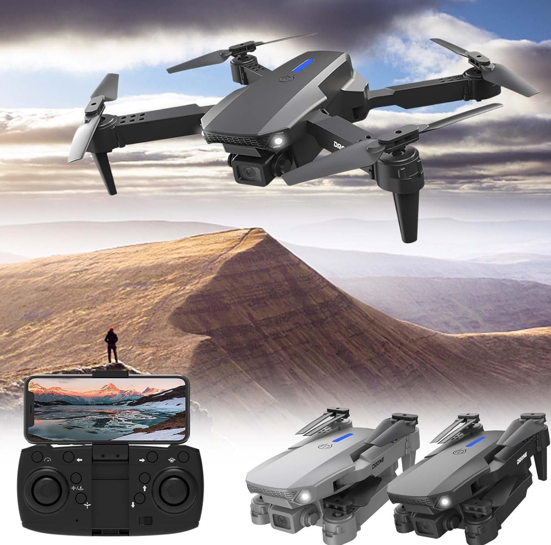 1080P HD FPV Drone With Camera for Adults & Kids, Foldable RC With 3D Flips, Altitude Hold, Gesture Selfie, Speed Adjustment, Gesture Control – Gifts for Boys/Girls Beginners 1080P HD FPV Drone With Camera for Adults & Kids, Foldable RC With 3D Flips, Altitude Hold, Gesture Selfie, Speed Adjustment, Gesture Control – Gifts for Boys/Girls Beginners