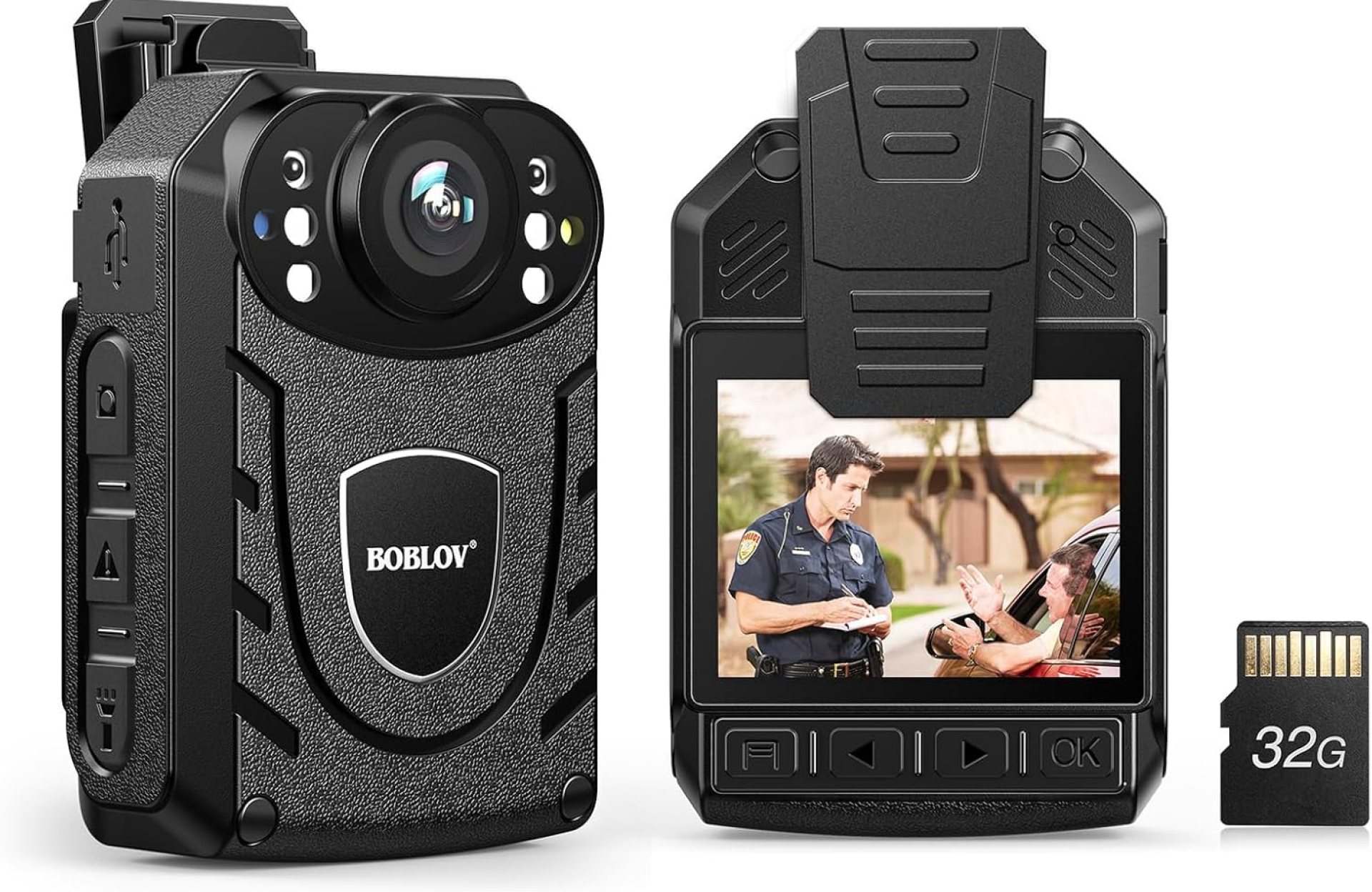 BOBLOV KJ21 Body Camera, 1296P 32GB Police Body Cams for Security, Walking Pets, Personal Body Worn Camera with Audio and Night Vision, 2850 mAh Battery, Support Memory Expand (32GB) BOBLOV KJ21 Body Camera, 1296P 32GB Police Body Cams for Security, Walking Pets, Personal Body Worn Camera with Audio and Night Vision, 2850 mAh Battery, Support Memory Expand (32GB)