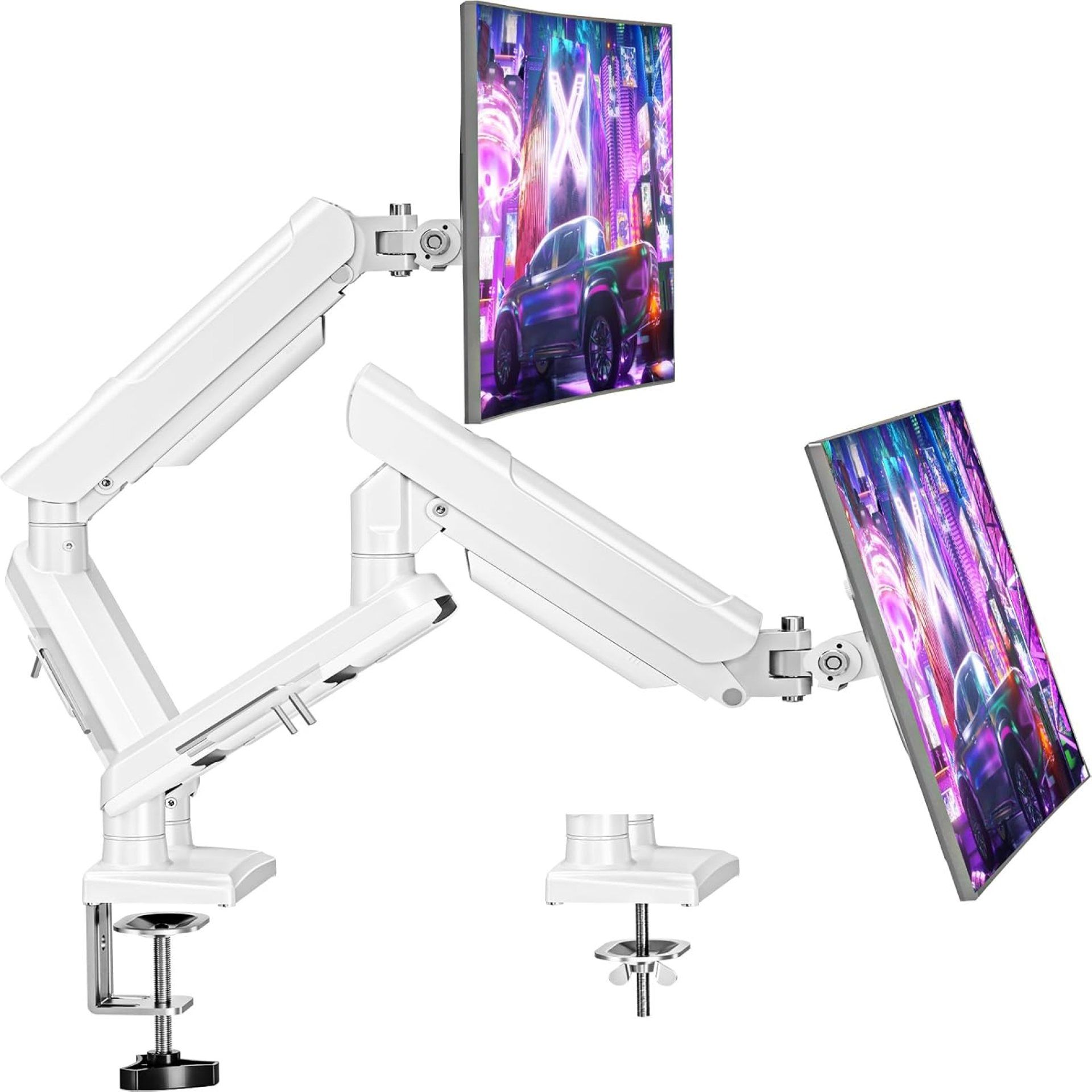 ELIVED Dual Monitor Arm Desk Mount for 13-32 inch Screen, Height Adjustable Double Gas Spring Arm, Gaming Monitor Arm Holds 2-9kg, VESA 75×75 100×100 with C-clamp& Grommet, Freelift Pro White EV6012W ELIVED Dual Monitor Arm Desk Mount for 13-32 inch Screen, Height Adjustable Double Gas Spring Arm, Gaming Monitor Arm Holds 2-9kg, VESA 75×75 100×100 with C-clamp& Grommet, Freelift Pro White EV6012W