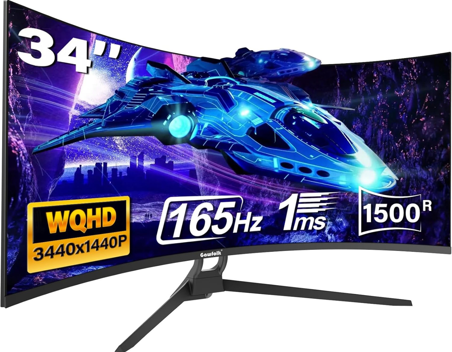 34 Inch Ultrawide Curved Gaming Monitor, 1500R PC Screen 165hz WQHD 3440x1440p Monitor, Curved Computer Display with FreeSync & Eye-Care Technology, DP, HDMI 34 Inch Ultrawide Curved Gaming Monitor, 1500R PC Screen 165hz WQHD 3440x1440p Monitor, Curved Computer Display with FreeSync & Eye-Care Technology, DP, HDMI