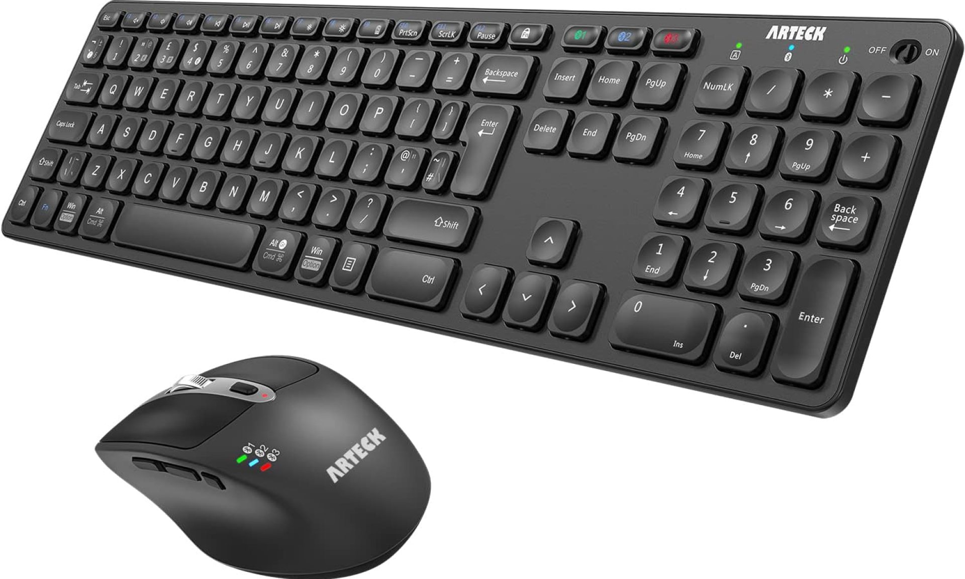 Arteck Universal Multi-Device Bluetooth Keyboard and Mouse Full Size Wireless Bluetooth Keyboard and Ergonomic Mouse Set for Windows, iOS, Android, Computer Desktop PC Laptop iPad Tablet Smartphone Arteck Universal Multi-Device Bluetooth Keyboard and Mouse Full Size Wireless Bluetooth Keyboard and Ergonomic Mouse Set for Windows, iOS, Android, Computer Desktop PC Laptop iPad Tablet Smartphone