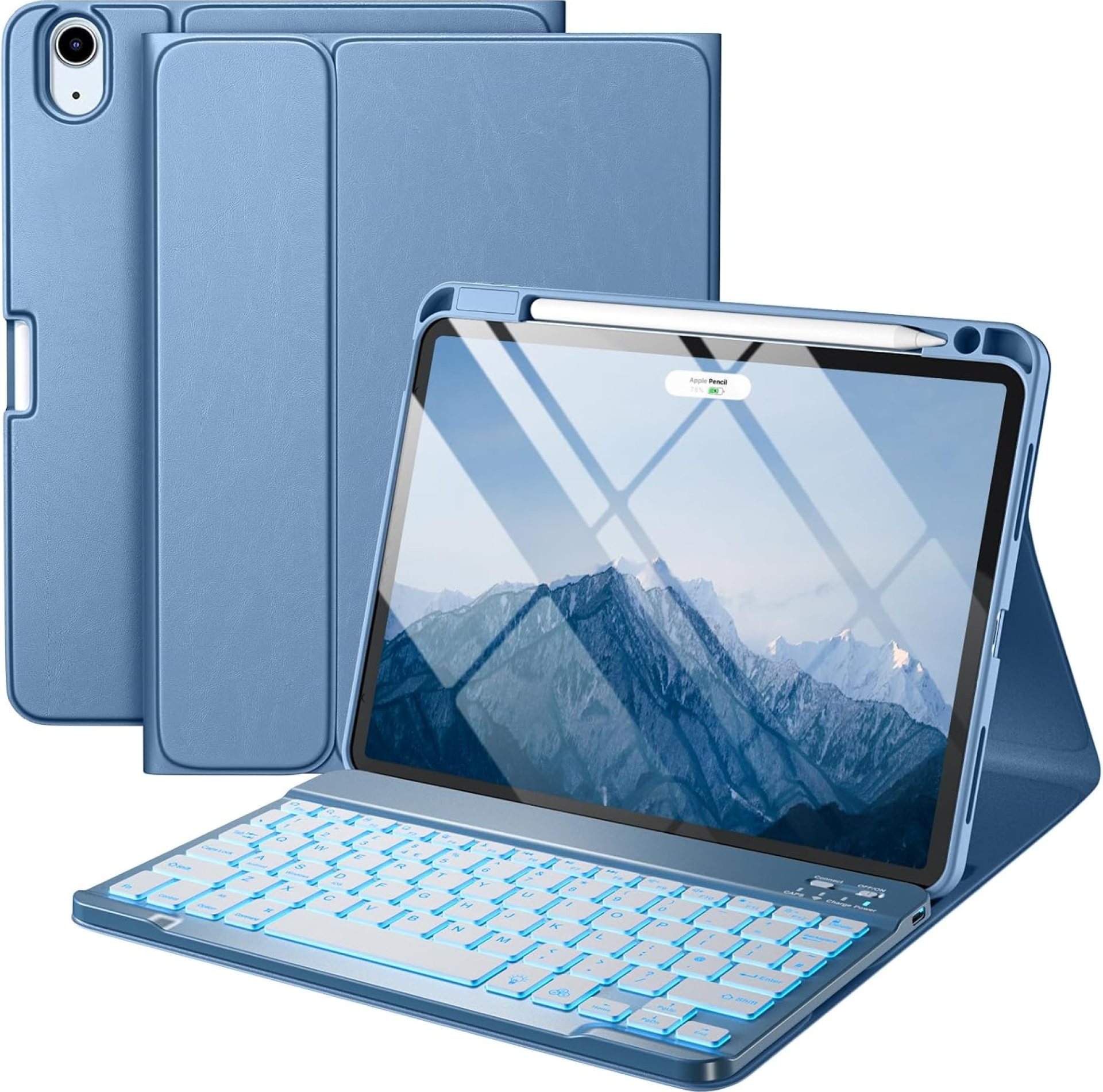 Vobafe Case with Keyboard for iPad Air 11 inch 2025 2024 M3 M2/iPad Air 5 4 2022 2020 10,9 inch, 7 Color Backlight Wireless Detachable Folio Keyboard Cover with Pencil Holder, UK Layout, Blue Vobafe Case with Keyboard for iPad Air 11 inch 2025 2024 M3 M2/iPad Air 5 4 2022 2020 10,9 inch, 7 Color Backlight Wireless Detachable Folio Keyboard Cover with Pencil Holder, UK Layout, Blue