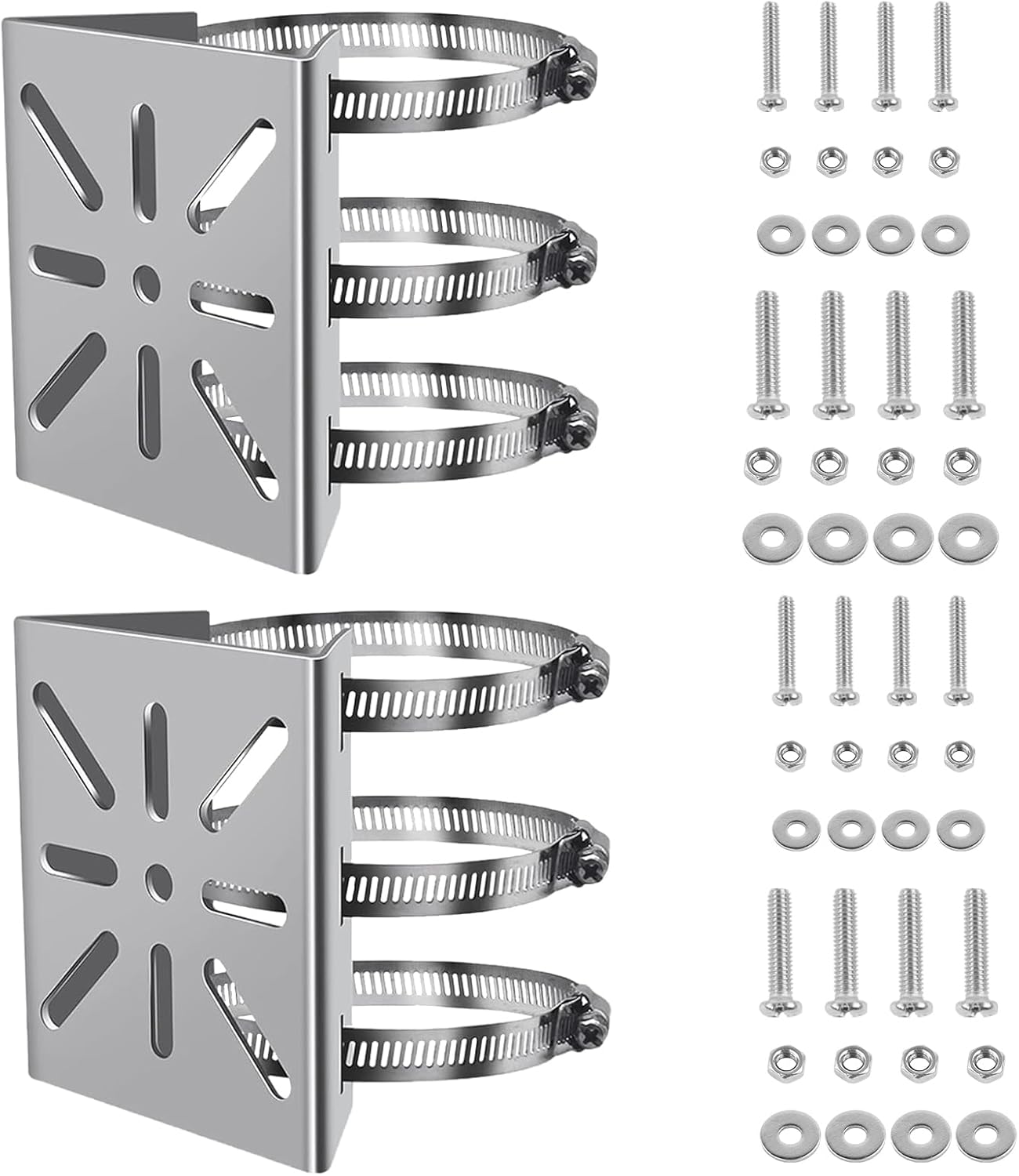 Luckwaii Surveillance Camera Bracket Ring Camera Mount 2Pcs Universal Vertical Pole Mount For Security Camera with 6 Adjustable Loop Pipe Clamps for CCTV Cameras Solar Panels Luckwaii Surveillance Camera Bracket Ring Camera Mount 2Pcs Universal Vertical Pole Mount For Security Camera with 6 Adjustable Loop Pipe Clamps for CCTV Cameras Solar Panels