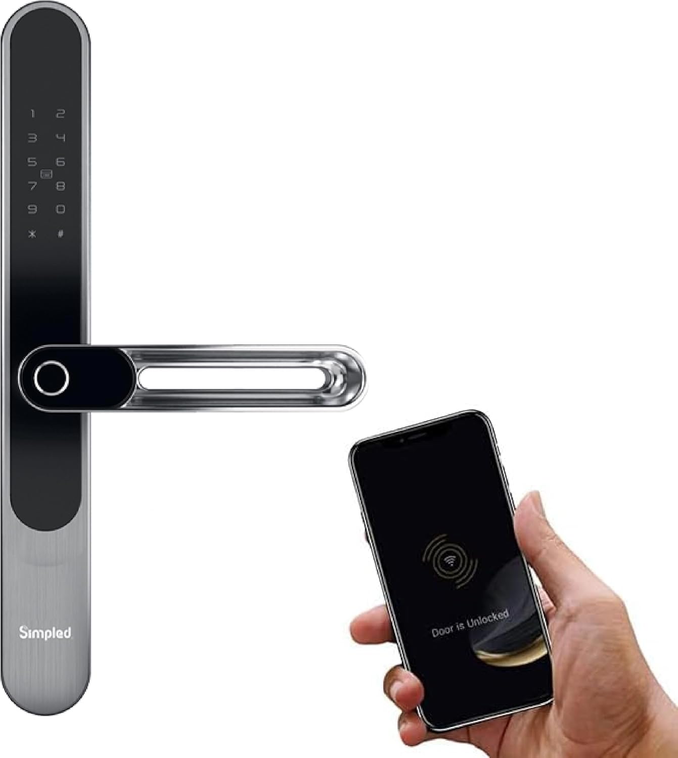 Simpled SS-SPS Weatherproof SlimSeries Smart Lock Touch, 7-in-1, Fingerprint Keyless Security Entry Door Lock, Bluetooth Electronic Deadbolt, Smartphone Access- Designed for The UK Weather, Silver Simpled SS-SPS Weatherproof SlimSeries Smart Lock Touch, 7-in-1, Fingerprint Keyless Security Entry Door Lock, Bluetooth Electronic Deadbolt, Smartphone Access- Designed for The UK Weather, Silver