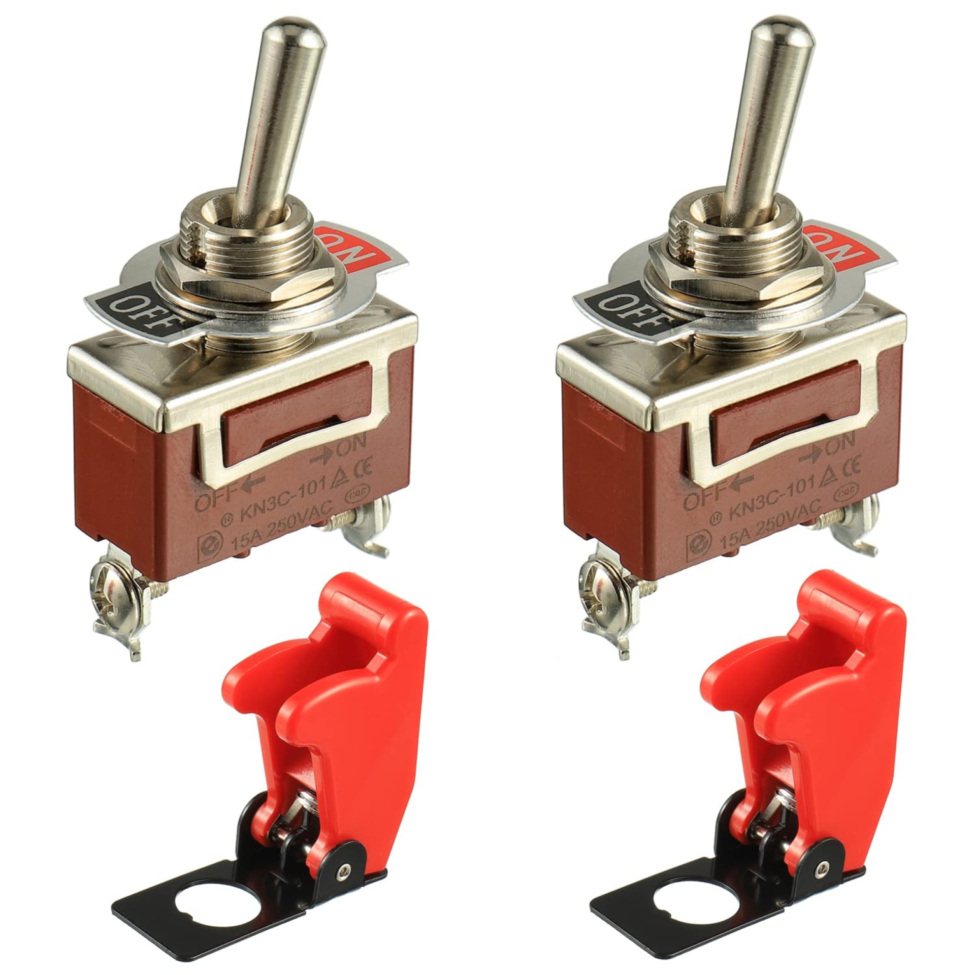 BOJACK Rocker Toggle Switch 20A 12VDC / 120VAC 2 Pin ON/Off SPST with Red Safety Cover for Car Truck Automotive (Pack of 2 Pcs) BOJACK Rocker Toggle Switch 20A 12VDC / 120VAC 2 Pin ON/Off SPST with Red Safety Cover for Car Truck Automotive (Pack of 2 Pcs)