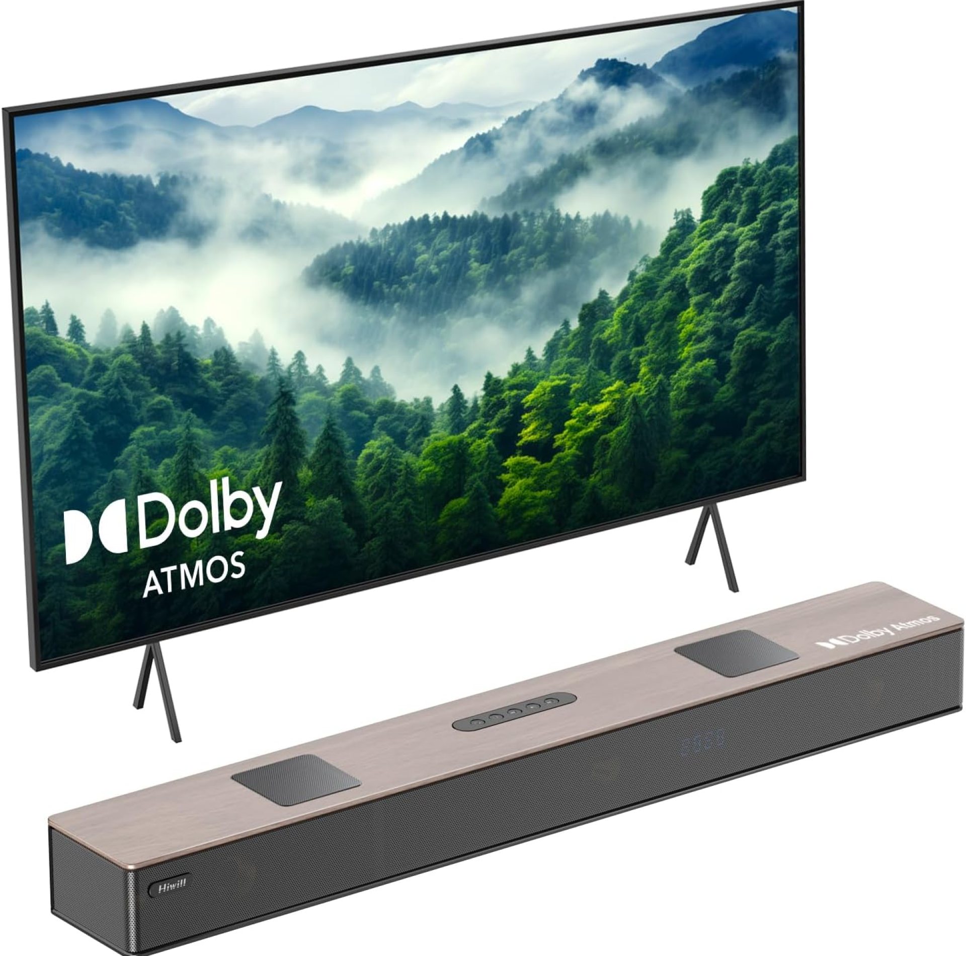 Hiwill 5.2.2ch Wooden Dolby Atmos Soundbar, All-in-one Sound Bar for TV with Dual Built-in Subwoofer, Resonance Optimization Architecture Tech, Surround Sound System for TV Speakers, WoNoble A502 Hiwill 5.2.2ch Wooden Dolby Atmos Soundbar, All-in-one Sound Bar for TV with Dual Built-in Subwoofer, Resonance Optimization Architecture Tech, Surround Sound System for TV Speakers, WoNoble A502