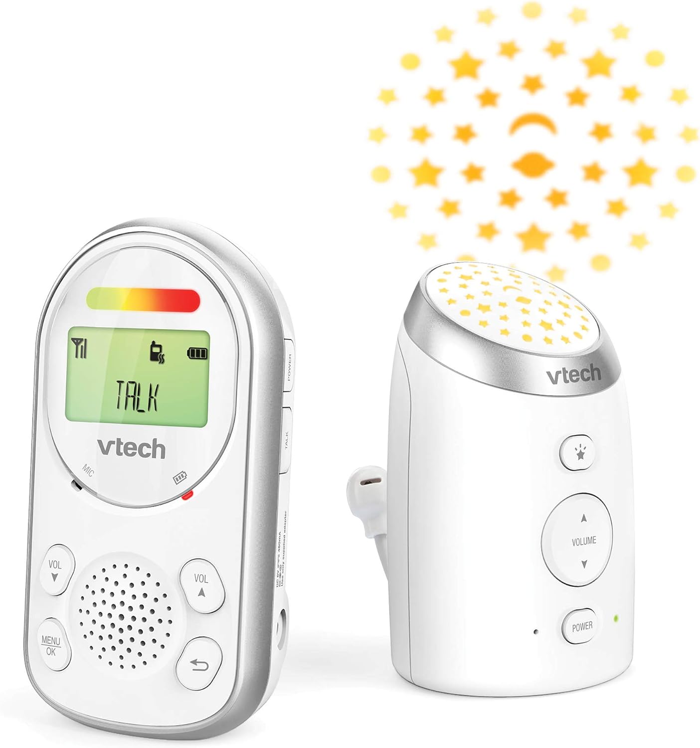 VTech AM706-1W Baby Monitor with Long Range, up to 1,000ft, Audio Baby Monitor with Clear Sound, 2-Way Audio Talk, Baby Monitor with Vibrating Sound Alert, Glow-on-Ceiling Night Light VTech AM706-1W Baby Monitor with Long Range, up to 1,000ft, Audio Baby Monitor with Clear Sound, 2-Way Audio Talk, Baby Monitor with Vibrating Sound Alert, Glow-on-Ceiling Night Light