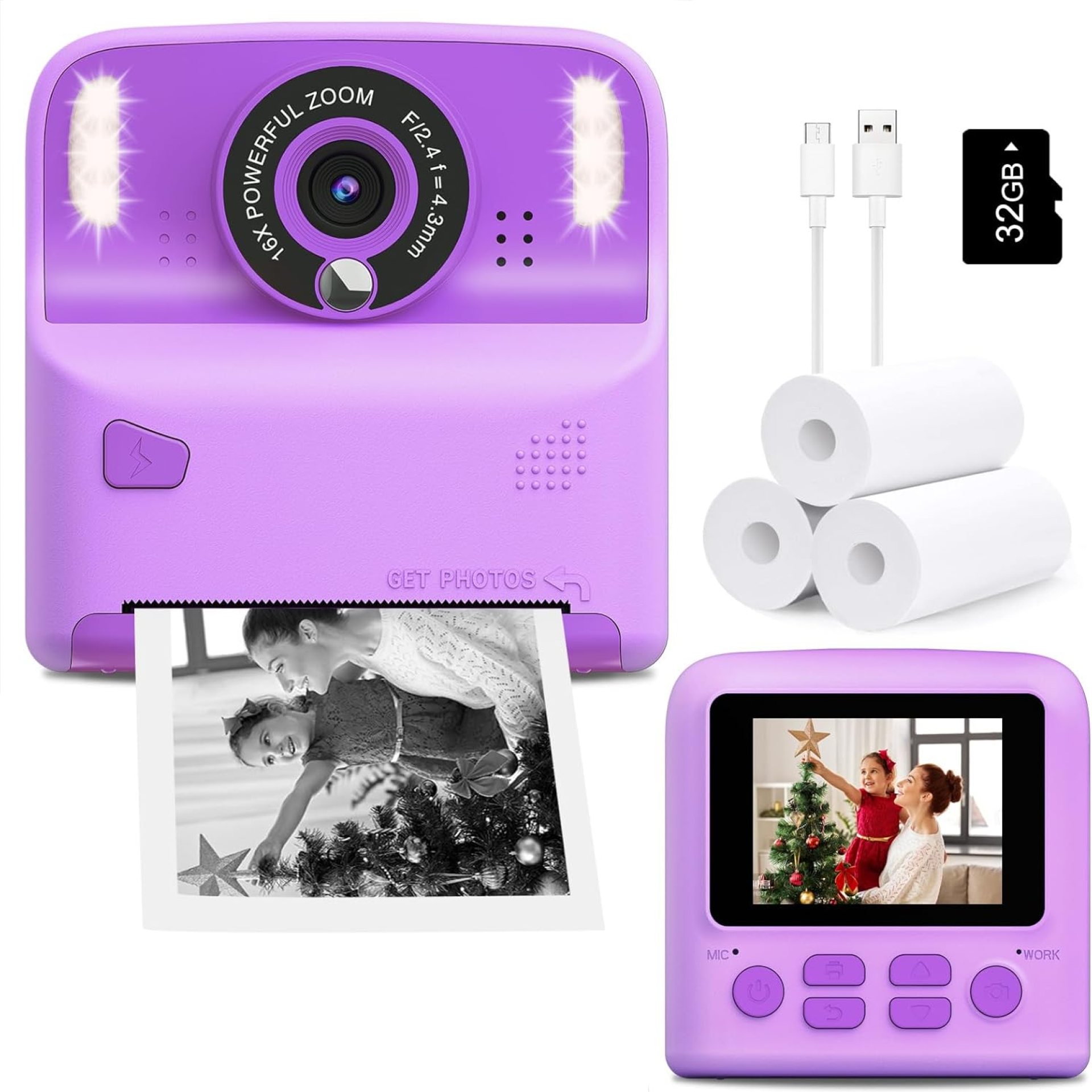 Instant Print Camera for Kids, Christmas Birthday Gifts Toys for Girls Boys Age 3-12, Portable Travel for Toddler Children Digital Cameras with 32GB Card That Prints Black White Photos (Dark Purple) Instant Print Camera for Kids, Christmas Birthday Gifts Toys for Girls Boys Age 3-12, Portable Travel for Toddler Children Digital Cameras with 32GB Card That Prints Black White Photos (Dark Purple)