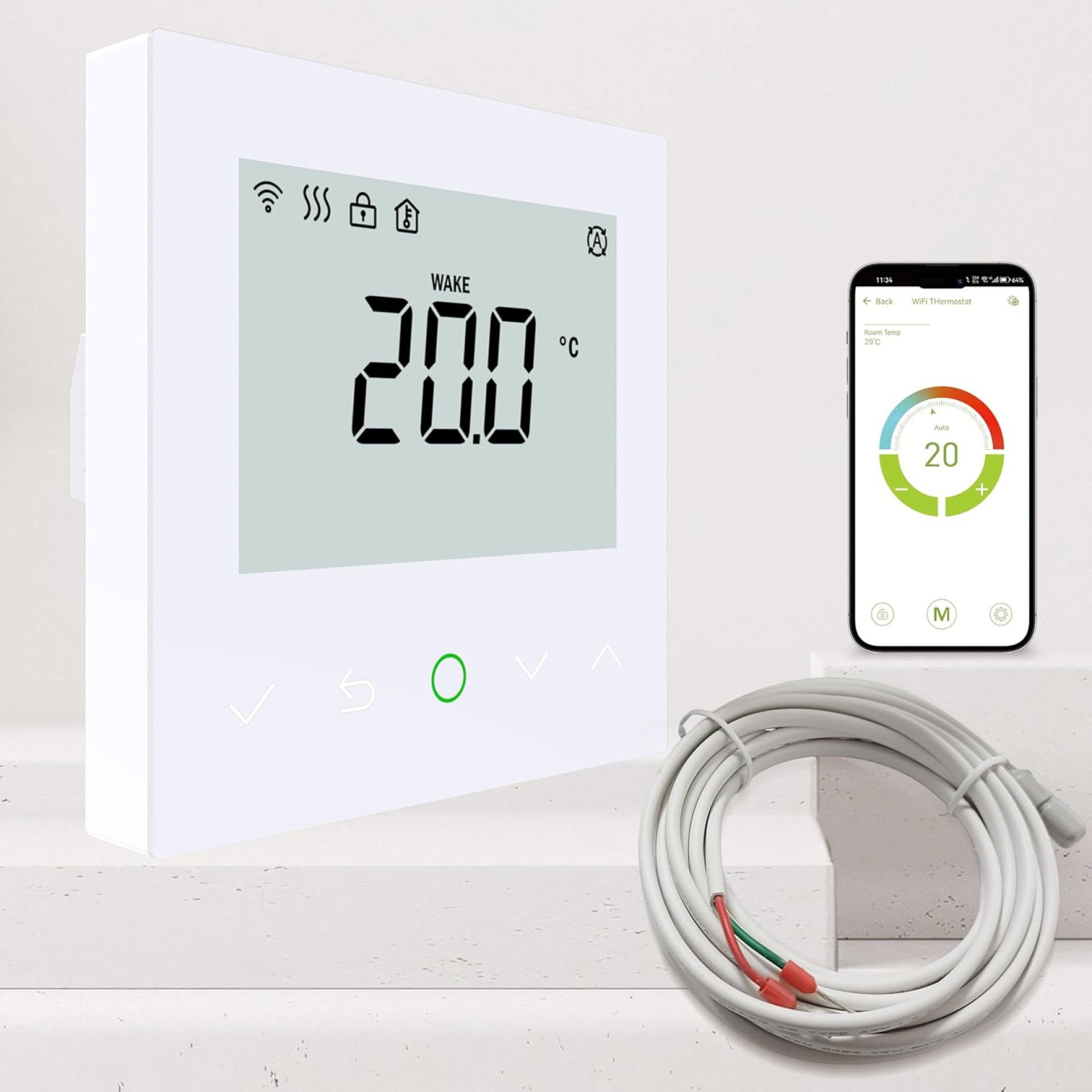 YeloDeer Smart Thermostat for Electric Underfloor Heating Only, Voice/Remote Control, Energy Saving WiFi Programmable Thermostats Compatible with Amazon Alexa, Google Assistant, White 230V AC Max. 16A YeloDeer Smart Thermostat for Electric Underfloor Heating Only, Voice/Remote Control, Energy Saving WiFi Programmable Thermostats Compatible with Amazon Alexa, Google Assistant, White 230V AC Max. 16A