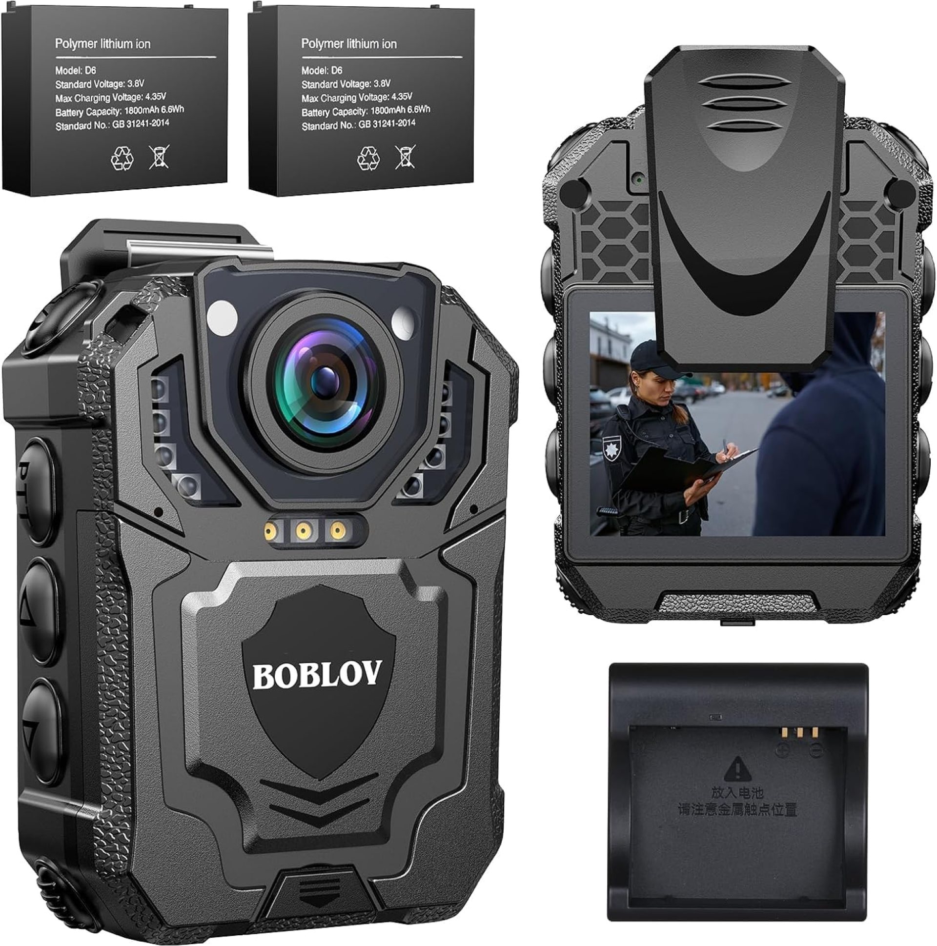 BOBLOV T5 1440P Security Body Camera with Sound, Built-in 128GB Personal Bodycam, Two Batteries with Dock, Police Body Worn Camera for Law Enforcement, Patrol, Night Vision, File Protection BOBLOV T5 1440P Security Body Camera with Sound, Built-in 128GB Personal Bodycam, Two Batteries with Dock, Police Body Worn Camera for Law Enforcement, Patrol, Night Vision, File Protection