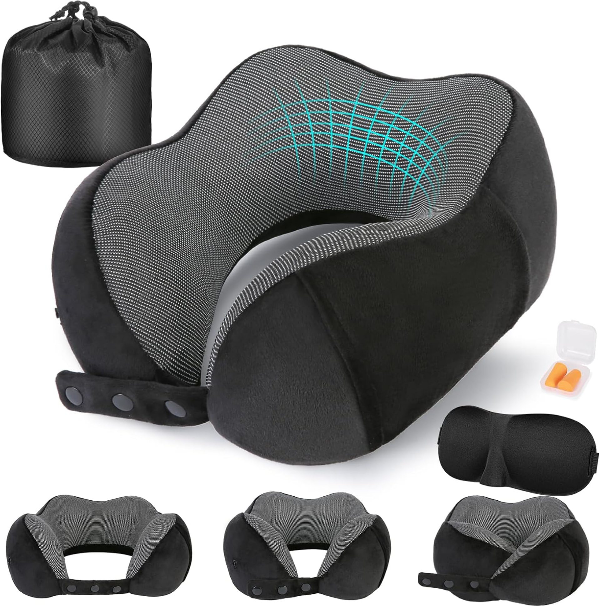 Cirorld Travel Pillow for Airplane, Neck Pillow for Travel, Memory Foam Travel Neck Pillow for Adults, Adjustable & Compact Flight Pillow, Ergonomic Neck Cushion, With Ear Plugs, Eye Mask, Carry Bag Cirorld Travel Pillow for Airplane, Neck Pillow for Travel, Memory Foam Travel Neck Pillow for Adults, Adjustable & Compact Flight Pillow, Ergonomic Neck Cushion, With Ear Plugs, Eye Mask, Carry Bag