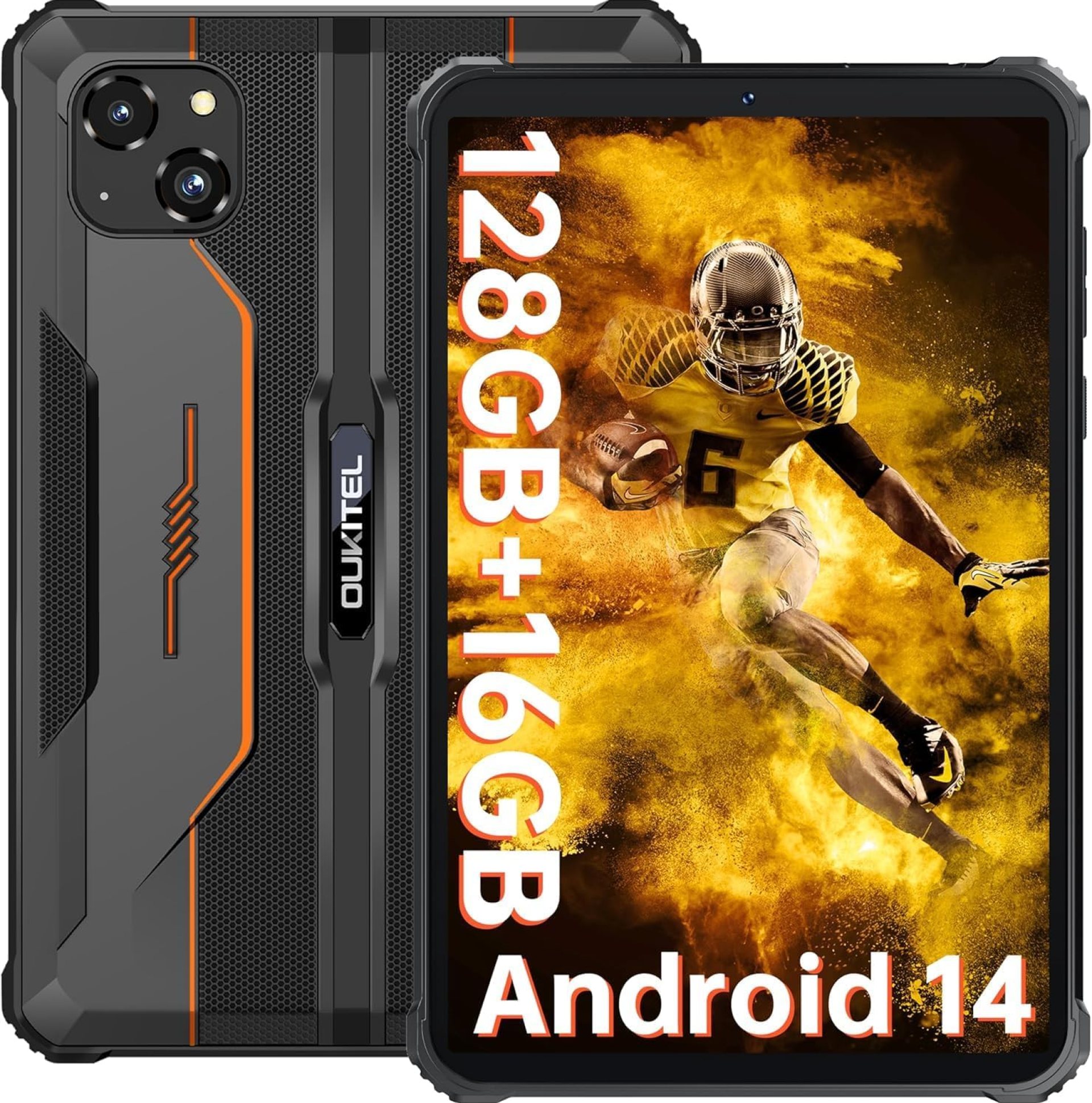 OUKITEL RT3 PRO Rugged Tablet – Android 14, 8 Inch, 128GB+16GB, 5150mAh 10W Charger, IP68 Waterproof Tablet with Sim Card Slot, 16MP+8MP Dual 4G SIM, 5G-WiFi, NFC, OTG, Orange OUKITEL RT3 PRO Rugged Tablet – Android 14, 8 Inch, 128GB+16GB, 5150mAh 10W Charger, IP68 Waterproof Tablet with Sim Card Slot, 16MP+8MP Dual 4G SIM, 5G-WiFi, NFC, OTG, Orange